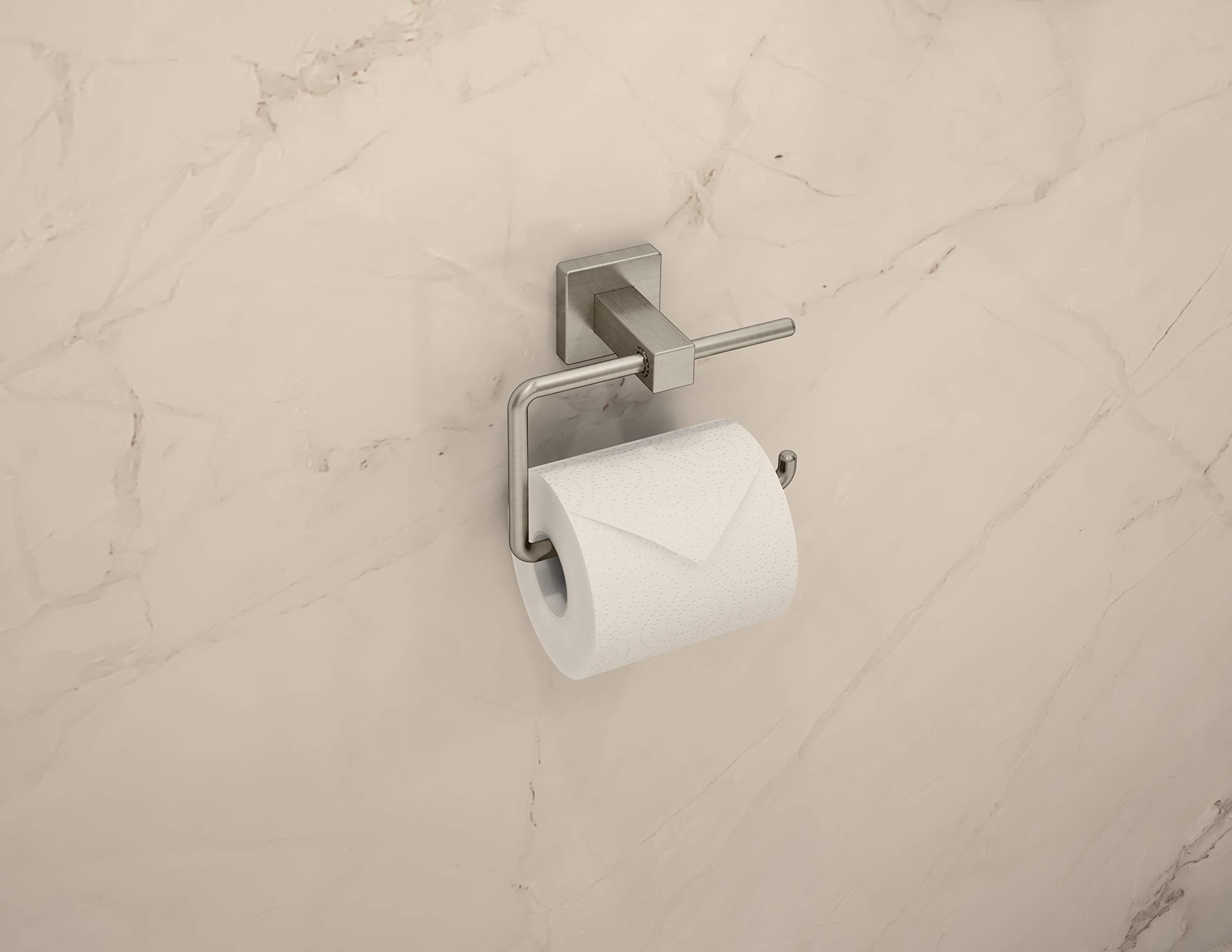 Symmons 363TP-STN Duro Wall-Mounted Toilet Paper Holder in Satin Nickel - Durable Bathroom Tissue Dispenser for Home & Commercial Use