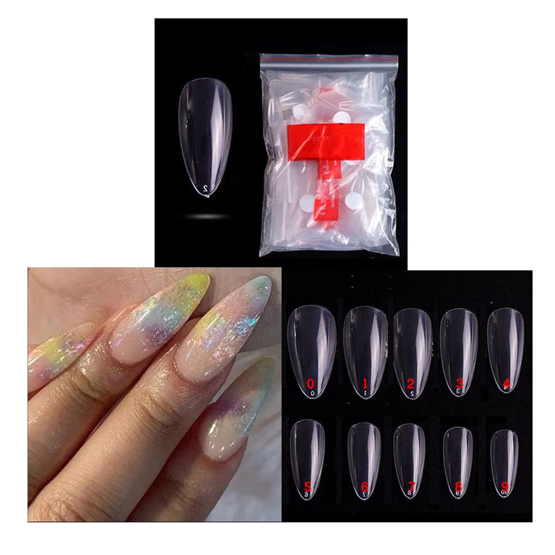 S.A.V.I 500 PCS Clear False Nails Tips - Medium Almond Shape for Acrylic, Dip Powder & Gel Nail Extensions | DIY Nail Art Kit for Home & Salon Use | Perfect for Manicures, Pedicures & Special Occasions