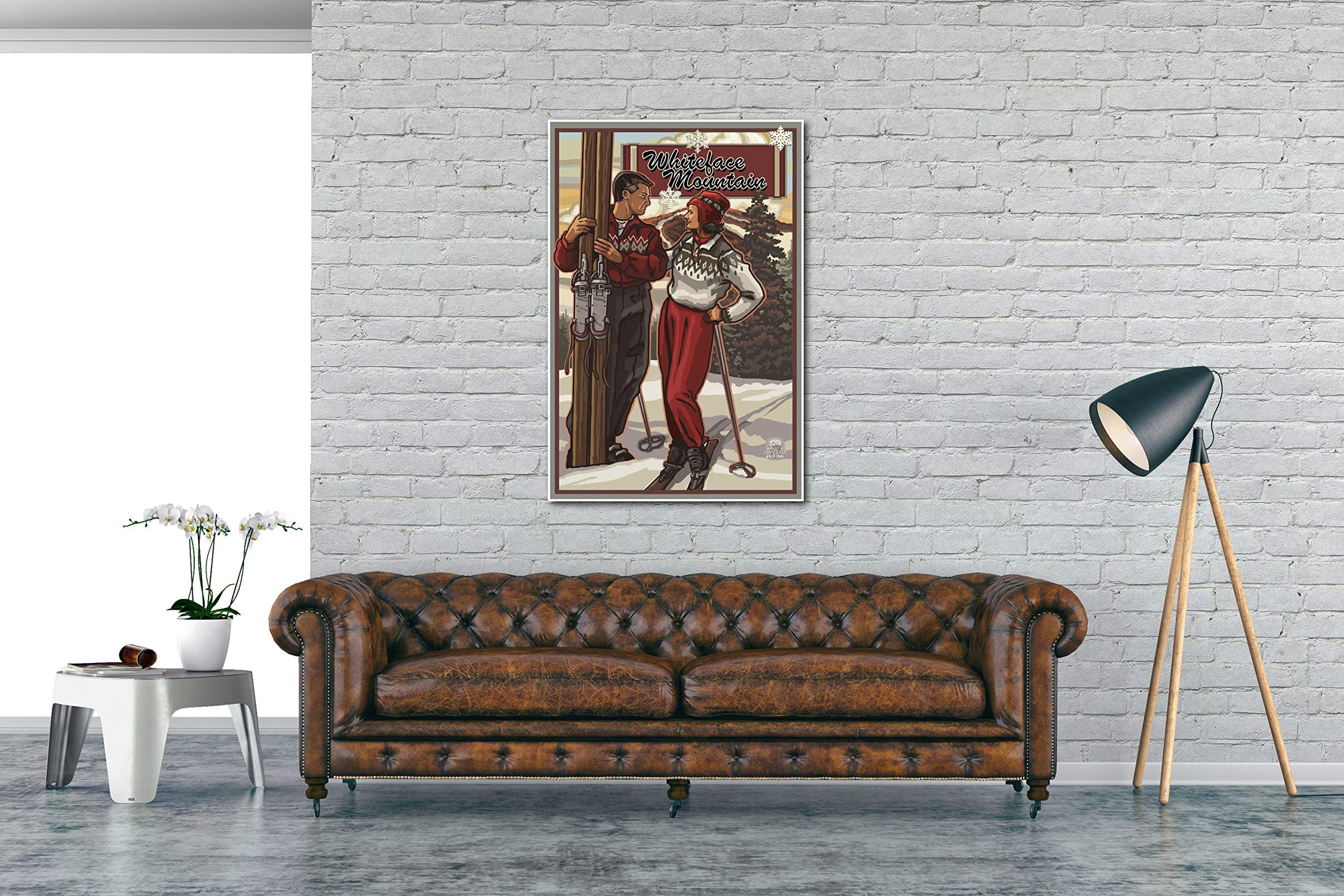 Whiteface New York Classic Skiers Giclee Art Print Poster - 30x45 Inch Travel Artwork by Paul A. Lanquist - Perfect for Ski Lodge, Cabin Decor & Winter Sports Enthusiasts