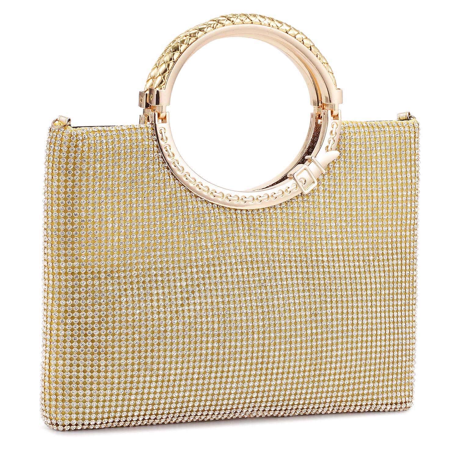 UBORSE Rhinestone Crystal Clutch Purse for Women - Sparkling Evening Bag with Ring Handle for Wedding, Party, Prom & Cocktail Events - Elegant Accessory for Special Occasions