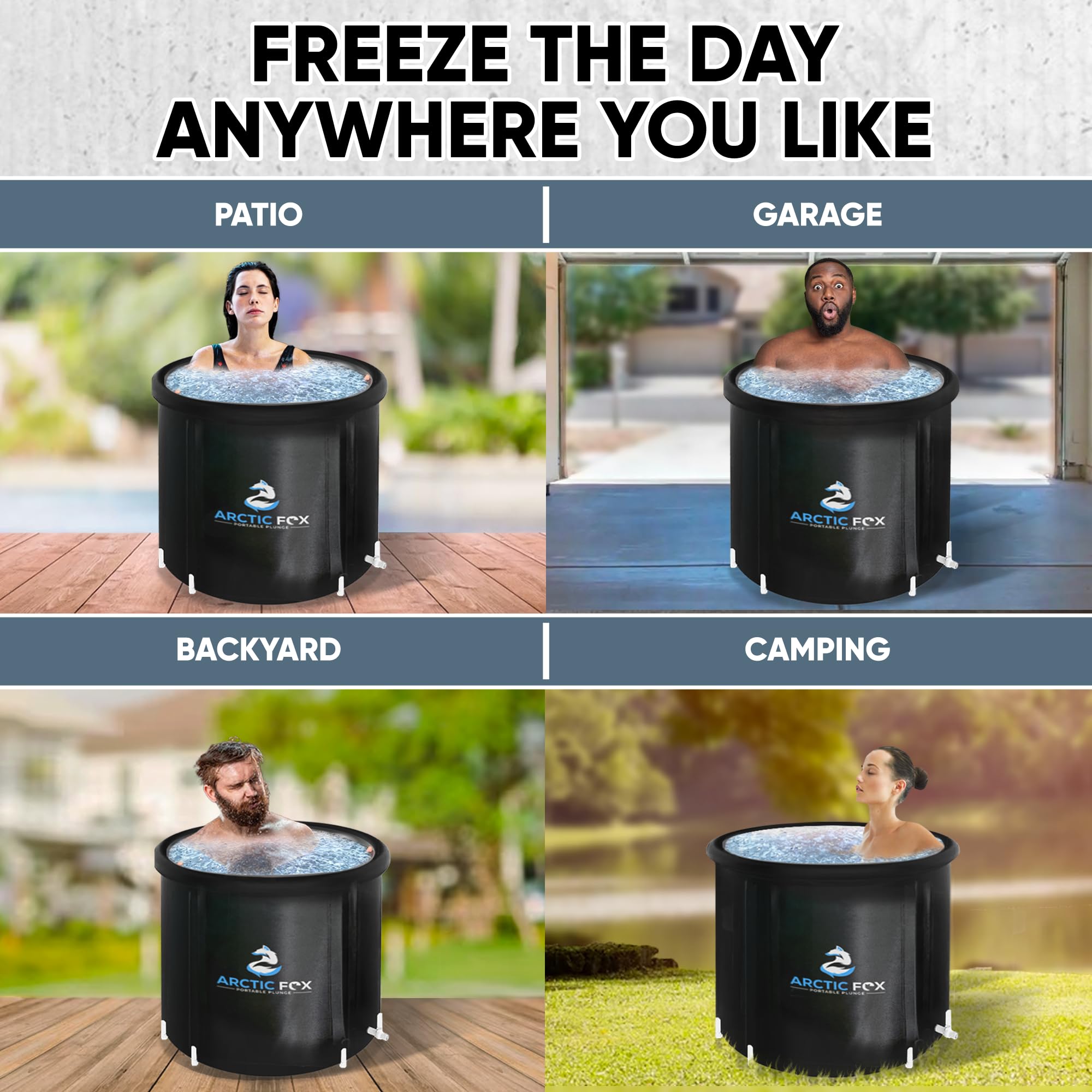 ARCTIC FOX Portable Ice Bath Tub for Athletes - 99 Gallon Inflatable Cold Plunge Tub with Thermal Cover, Air Pump, Travel Bag & Waterproof Timer | Post-Workout Recovery, Muscle Therapy & Athletic Performance Enhancement