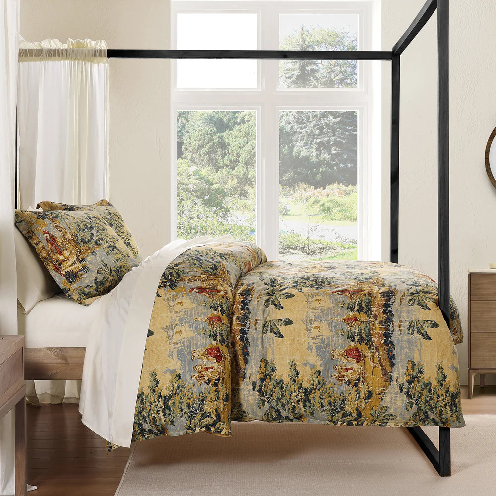 Western Provence Bedding Set - Floral Printed Duvet Cover & Pillowcases - Soft & Breathable Cotton - Perfect for Farmhouse, Cottage & Vintage Home Decor