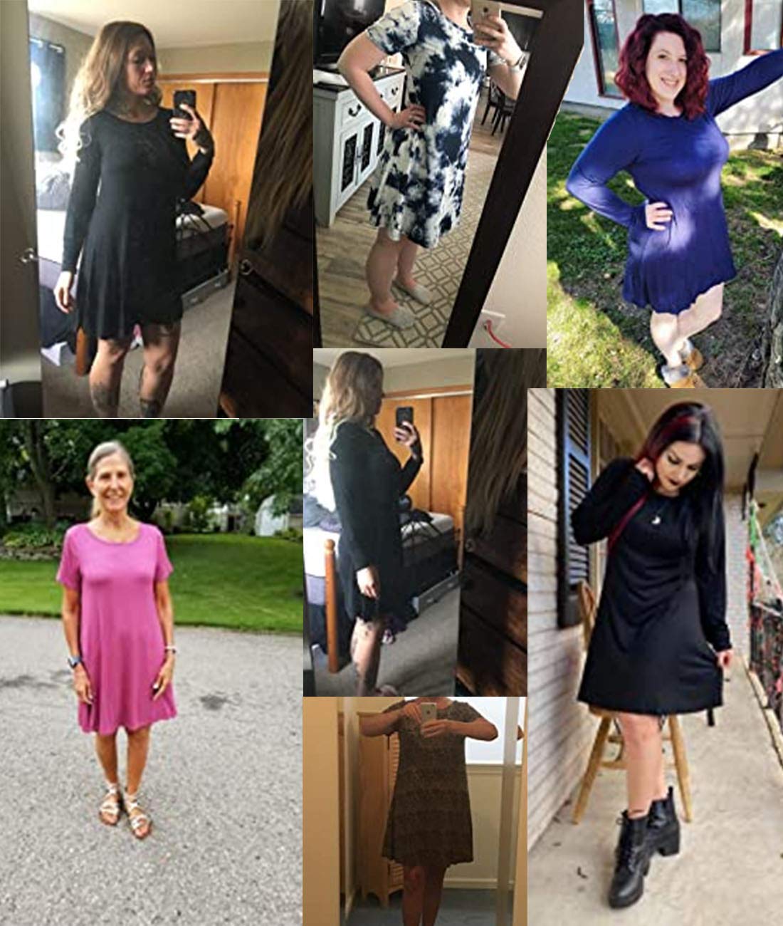 BEUFRI Women's Casual T-Shirt Dresses - Loose Plain Swing Summer Dresses for Women | Comfortable Lounge Wear, Beach Cover Up & Everyday Outfit