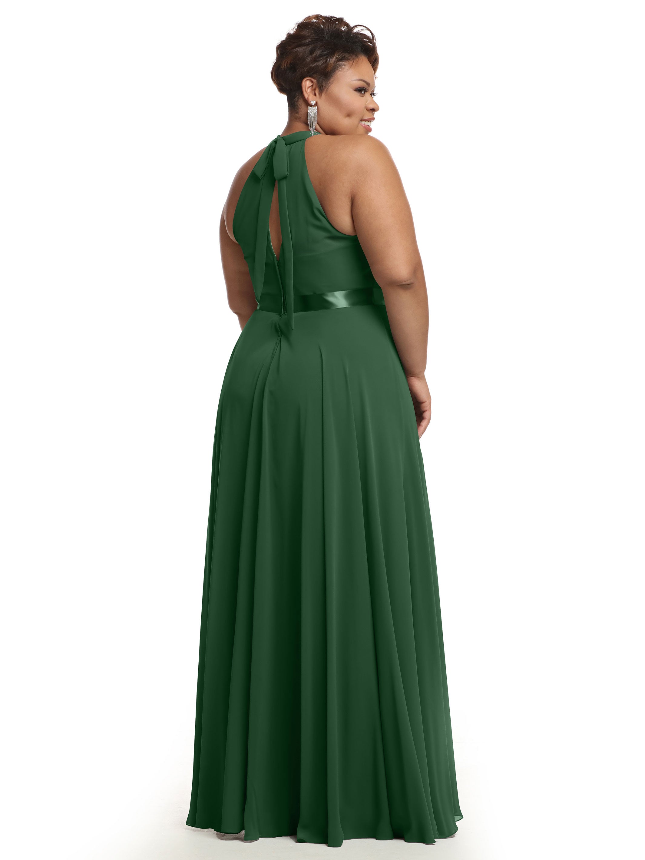 Elegant A-Line Chiffon Bridesmaid Dress with Halter Neckline - Perfect for Weddings, Formal Events & Special Occasions