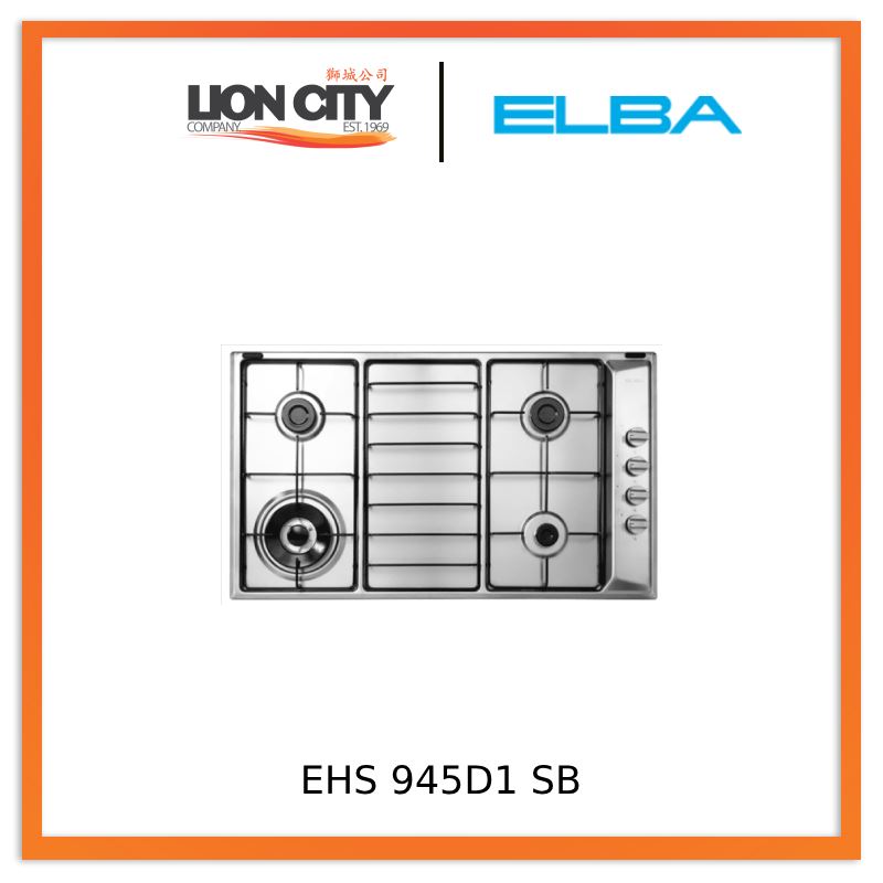 Elba EHS 945D1 SB 90cm Built-in Stainless Steel Gas Hob - 4 Burner Cooktop with Safety Features for Modern Kitchens | Perfect for Home Cooking & Professional Chefs