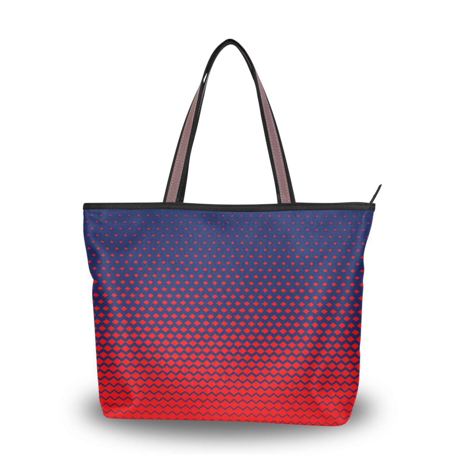 Stylish Red Rhombus Pattern Tote Bag for Women - Fashionable Shoulder Bag & Reusable Beach Tote - Perfect for Travel, Shopping, and Summer Outings