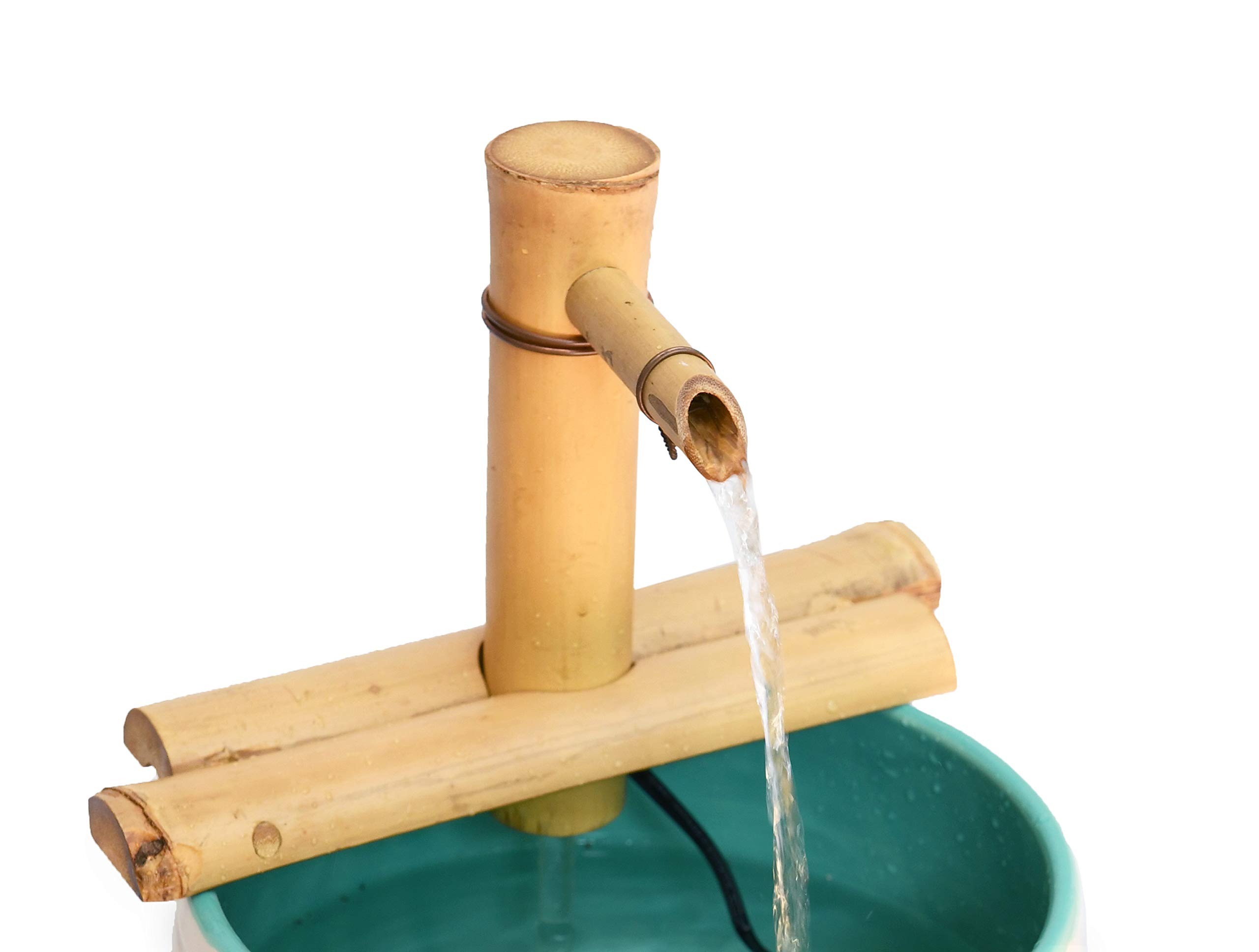 Bamboo Zen Garden Water Fountain Kit with Adjustable Spout & Submersible Pump - Smooth Matte Finish for Indoor/Outdoor Decor - Perfect for Home Office, Patio, or Meditation Space (7