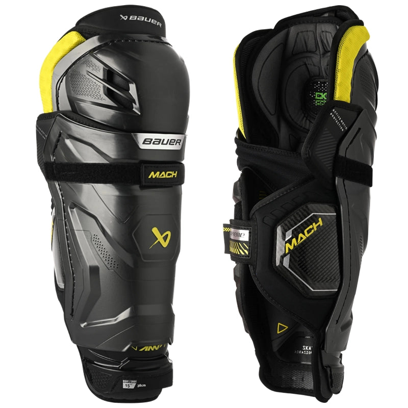 Bauer Supreme Mach Intermediate Hockey Shin Guards - Lightweight & Durable Protection for Ice Hockey Players - Perfect for Training & Competitive Games
