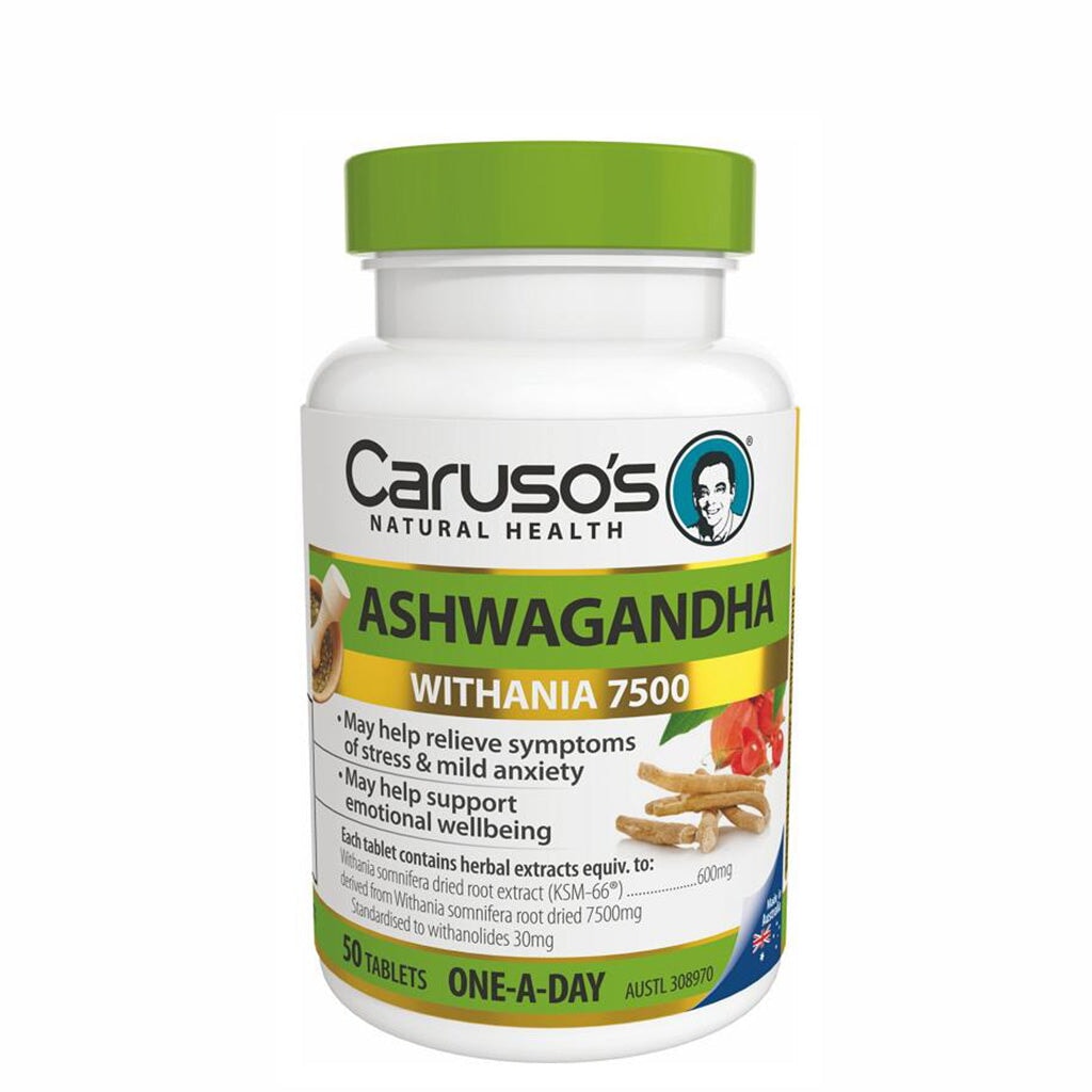 Caruso's Ashwagandha One-A-Day Supplement - 60 Capsules for Stress Relief & Immune Support | Natural Adaptogen for Daily Wellness & Energy Boost | Perfect for Busy Professionals & Students