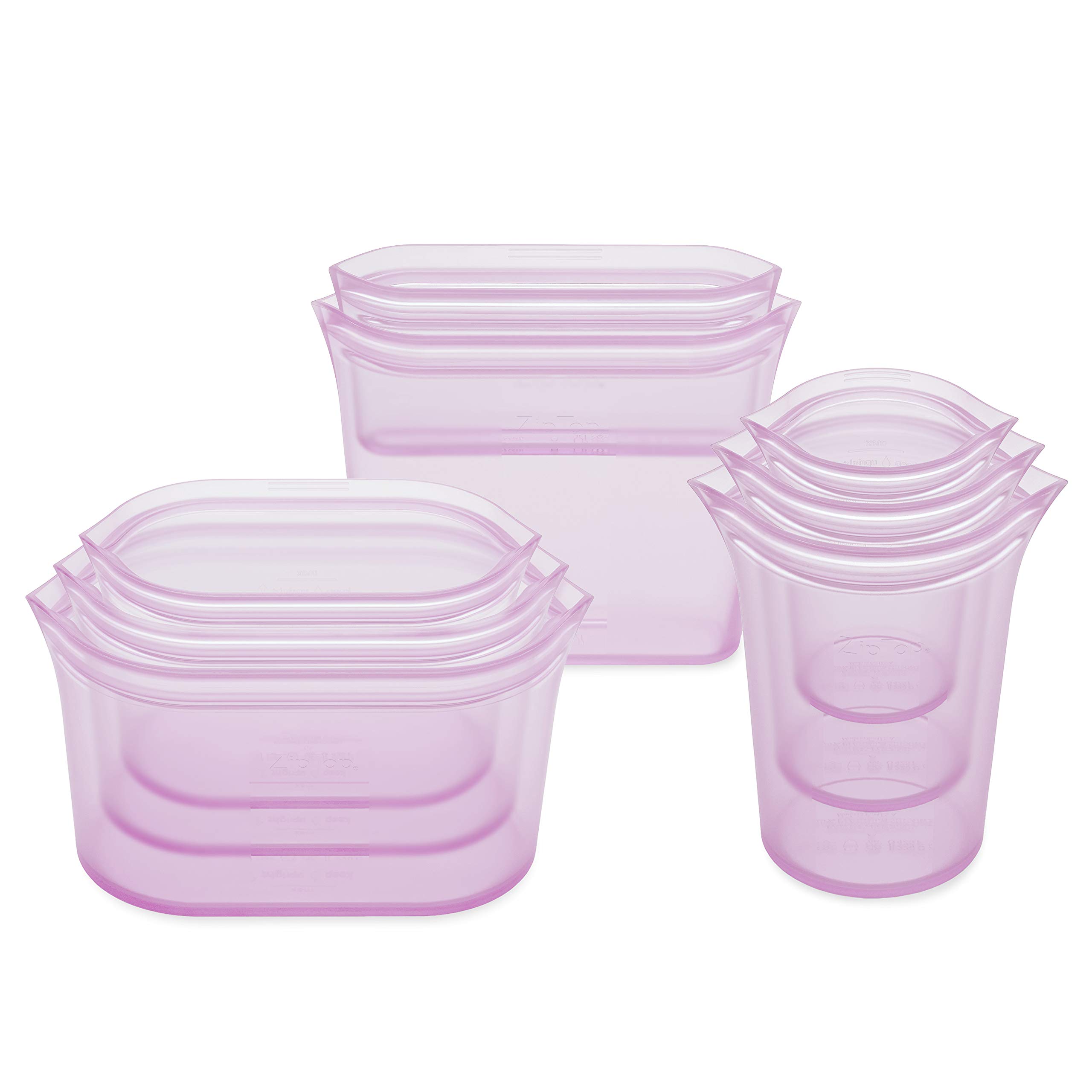 Eco-Friendly Reusable Silicone Food Storage Bags - Set of 8 Lavender BPA-Free Freezer & Microwave Safe Meal Prep Containers | Dishwasher Safe | Made in USA | Perfect for Lunch Packing, Sous Vide Cooking & Leftover Storage