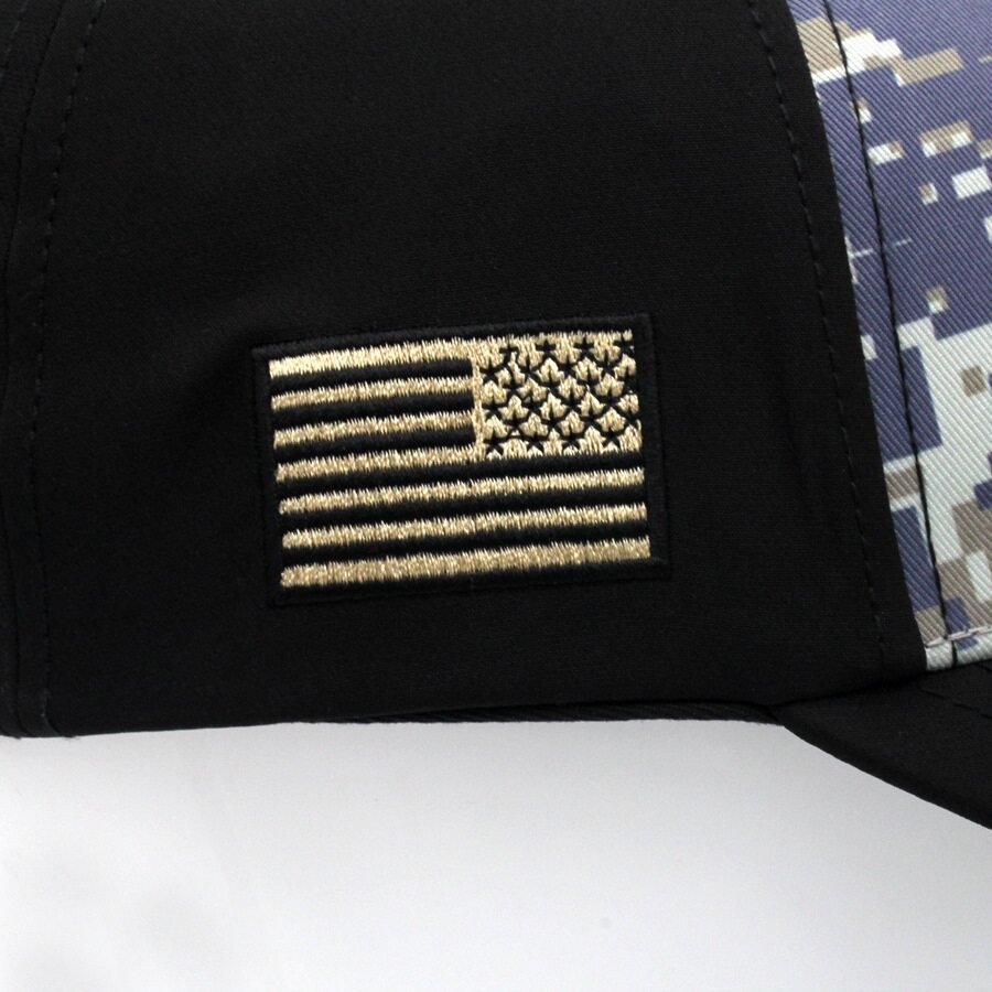 VT Shield Logo Snapback Hat - Navy & Grey Digital Camo Design for Men & Women | Stylish Adjustable Baseball Cap for Outdoor Sports, Casual Wear & Street Fashion