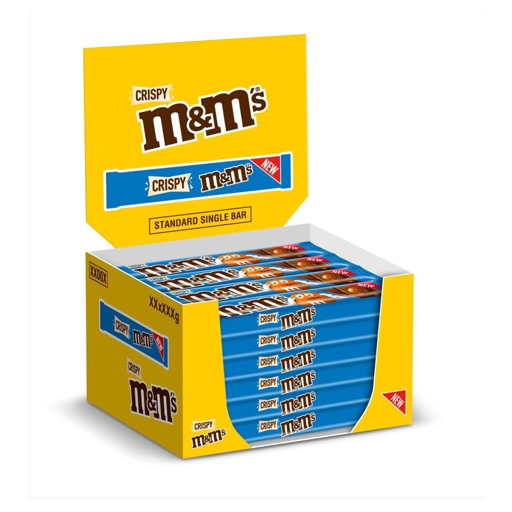 M&M's Crispy Pieces & Milk Chocolate Bar 31g x 24 Bars - Bulk Pack of Full Size Candy Bars for Parties, Halloween Treats & Office Snacks