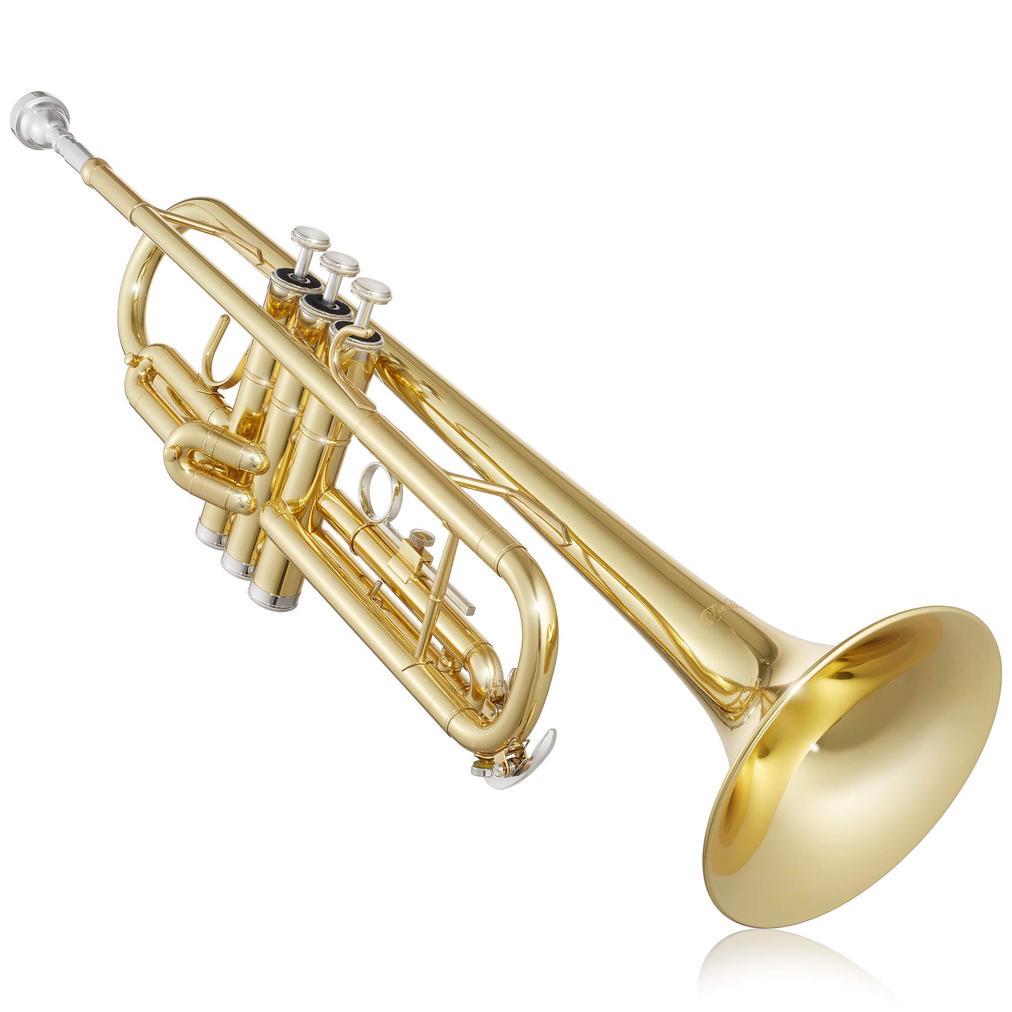 Ashthorpe Professional Bb Trumpet with Gold Brass Finish - Full Kit with Case, Mouthpiece, Gloves, Cleaning Cloth & Valve Oil - Perfect for Beginners, Students & Band Performances