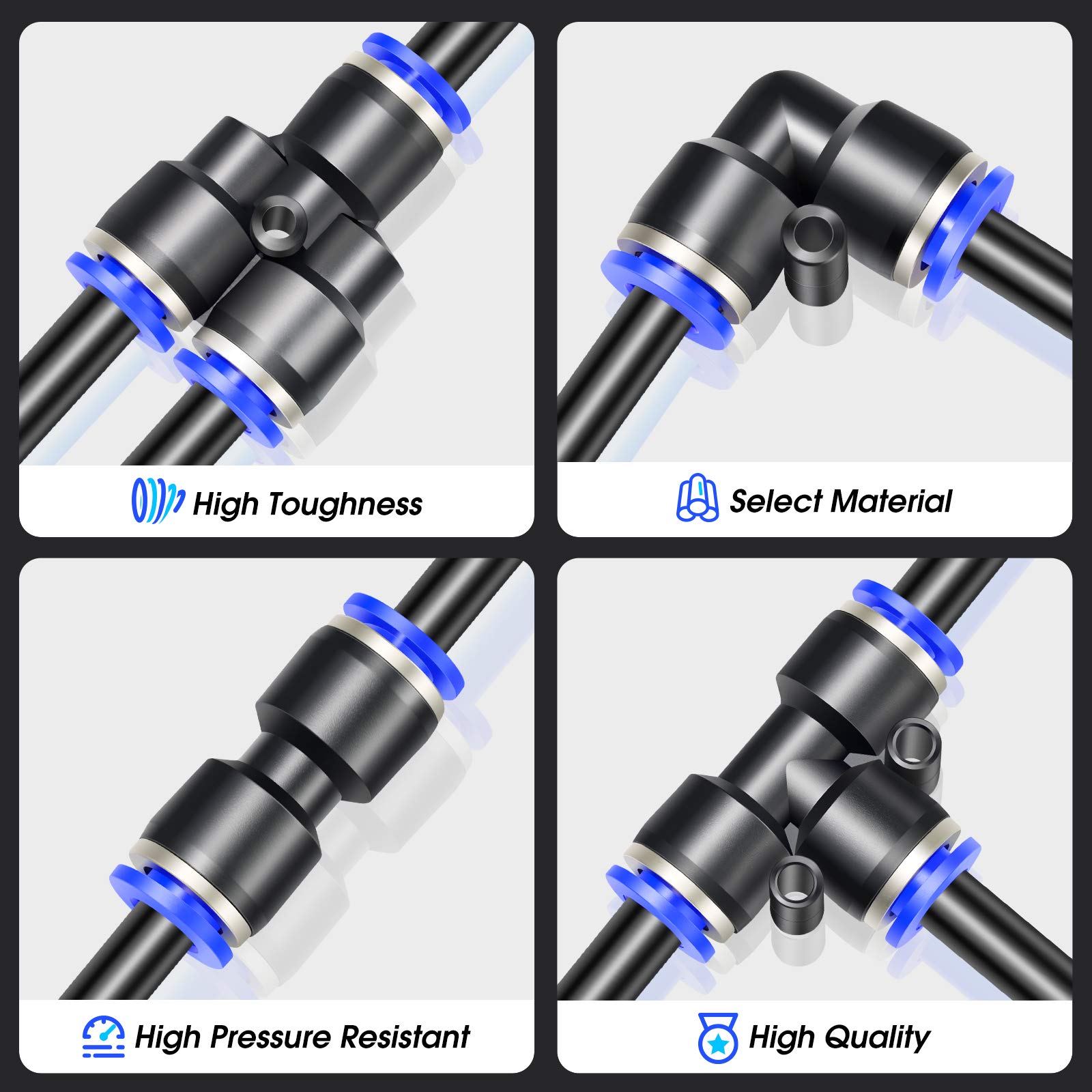TAILONZ 3/8 Inch OD 10 Meters Black PU Air Hose - High Pressure Pneumatic Tubing for Air Compressors, Paint Spray Guns, Fluid Transfer | Durable & Flexible for DIY, Industrial & Automotive Use