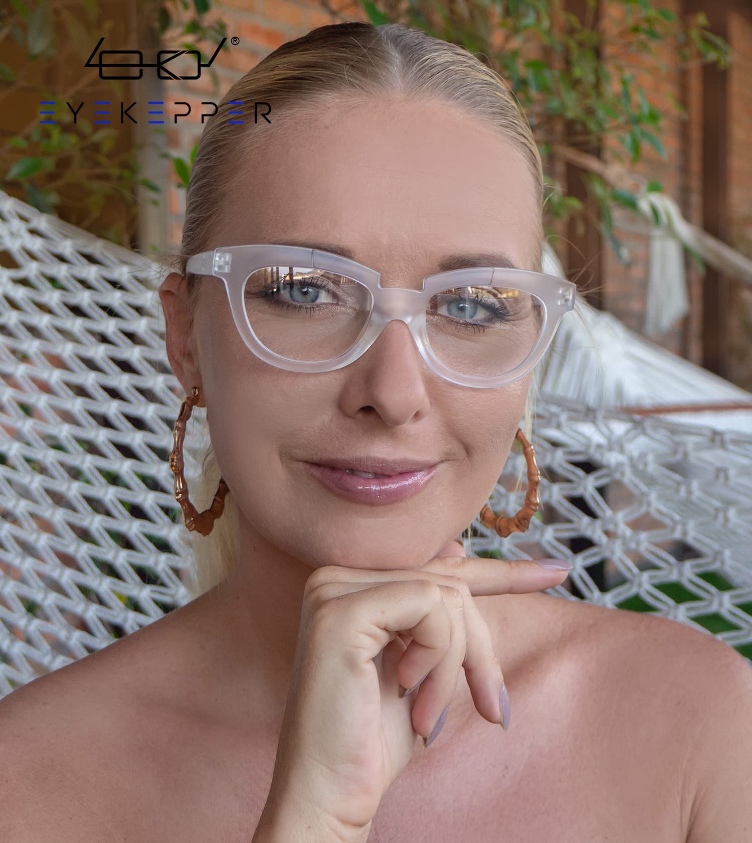 Eyekepper Half Moon Reading Glasses for Women +2.25 Strength - Stylish Transparent Readers for Ladies - Perfect for Reading, Computer Work & Close-Up Tasks