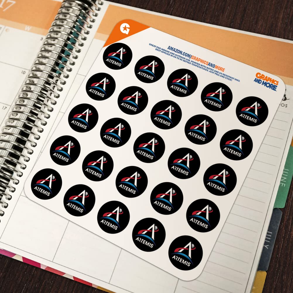 NASA Artemis Moon Logo 1 Inch Planner Stickers - Clear Scrapbooking Decals for Bullet Journals, Calendars, DIY Crafts & Stationery Projects - Perfect for Space Theme Planning and Creative Scrapbook Designs