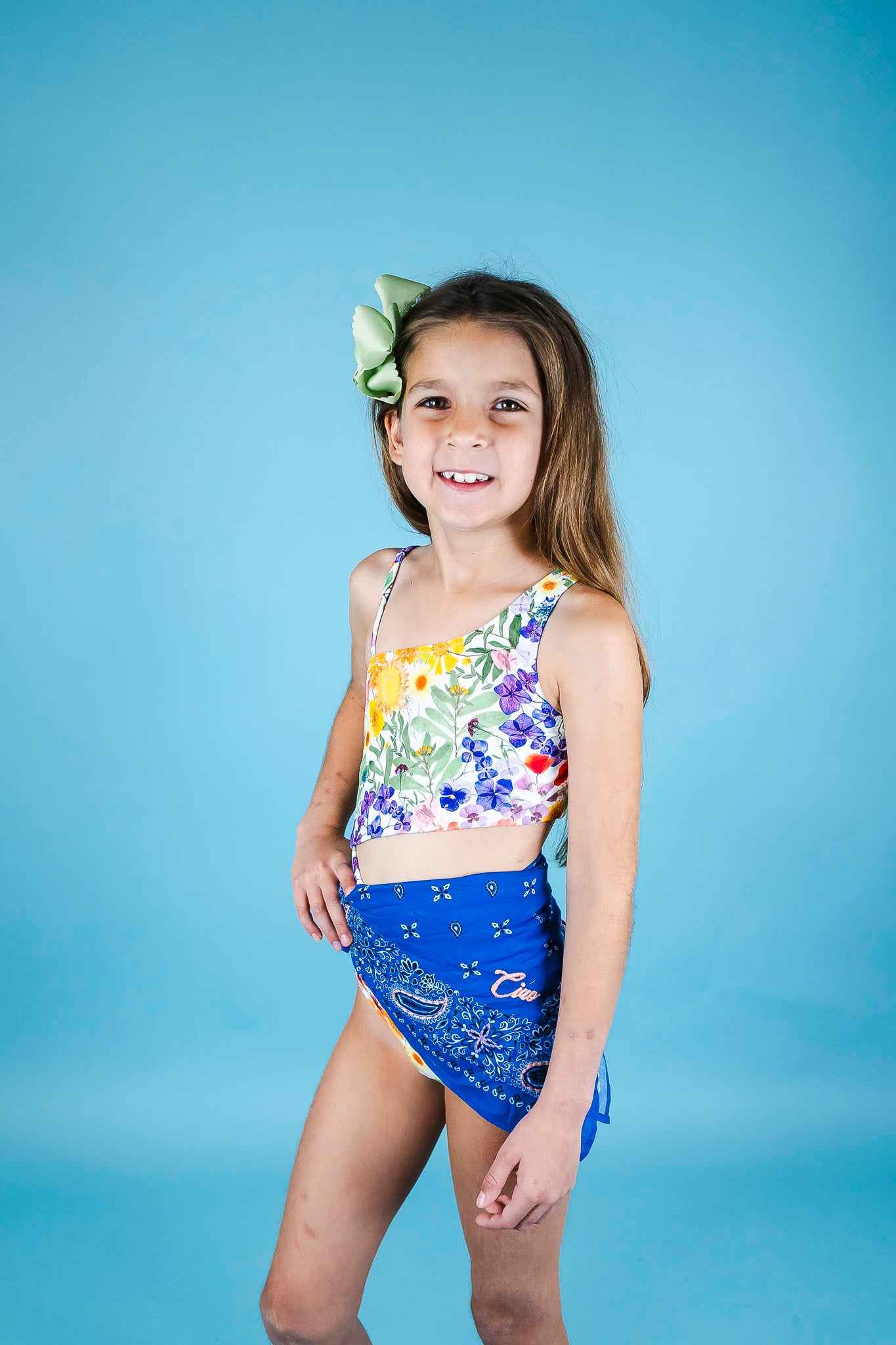 Ink Blue Bandana for Girls - Stylish & Soft Cotton Hair Scarf - Perfect for School, Sports, and Outdoor Activities