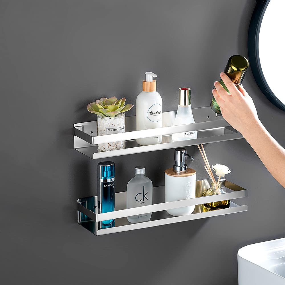 Stainless Steel Wall Mounted Spice Rack - 20CM Brushed Steel Kitchen Organizer Shelf for Hanging Spice Storage | Perfect for Small Kitchens, Pantries & RV Cooking Spaces