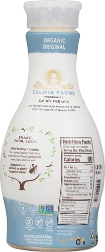 Califia Farms Organic Original Oat Milk 48oz - Dairy Free, Vegan, Non-GMO, USDA Certified Plant-Based Milk Alternative - Perfect for Coffee, Cereal & Smoothies
