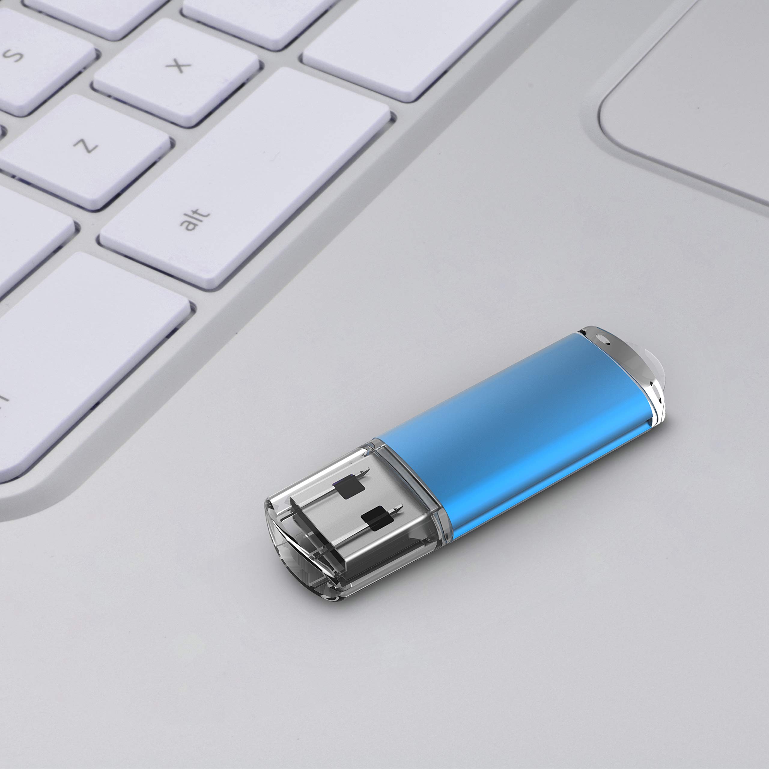 KEXIN 50 Pack 16GB USB Flash Drives - Blue Retractable USB 2.0 Memory Sticks with 30MB/s Speed for Windows/Mac/Linux - Perfect for Data Storage, File Transfer & School/Office Use