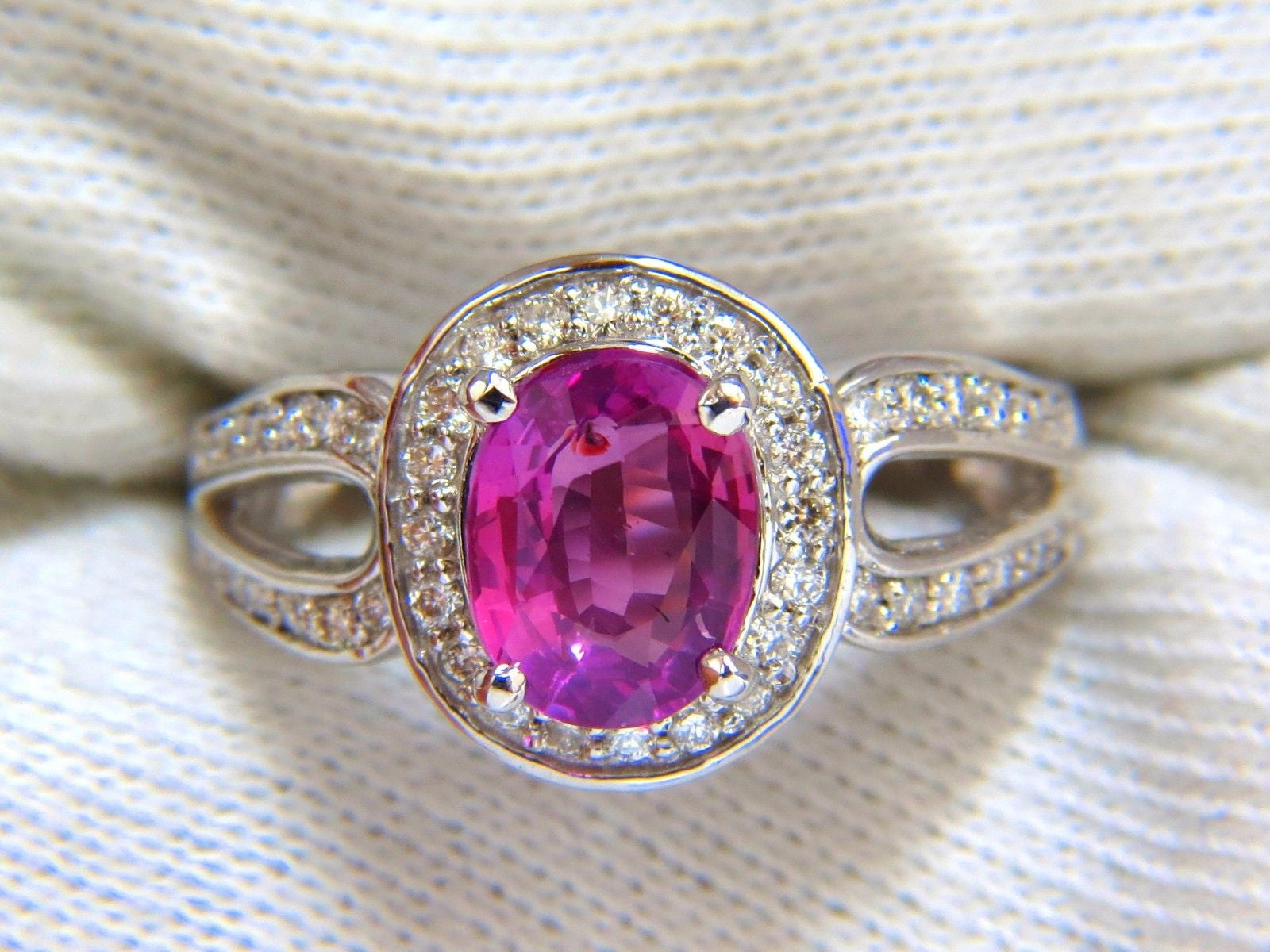 2.68ct Natural Vivid Pink Sapphire & Diamond Ring in 18K Gold Split Shank Setting - Elegant Engagement, Anniversary Gift for Her