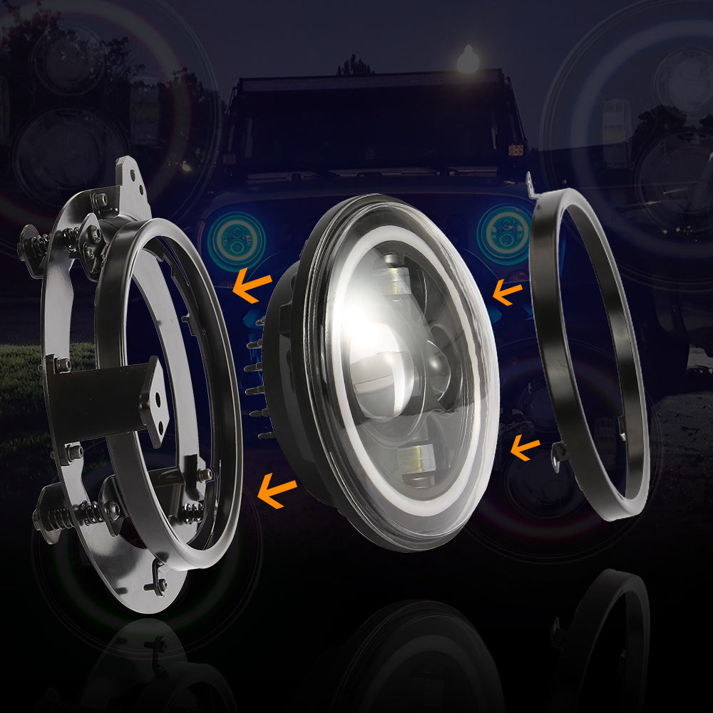 9 Inch LED Headlight Adapter Bracket for 2018+ Jeep Wrangler JL JLU & Gladiator JT - Plug and Play Installation with Wiring Harness (2-Piece Set) - Perfect for Off-Roading, Night Driving & Jeep Upgrades