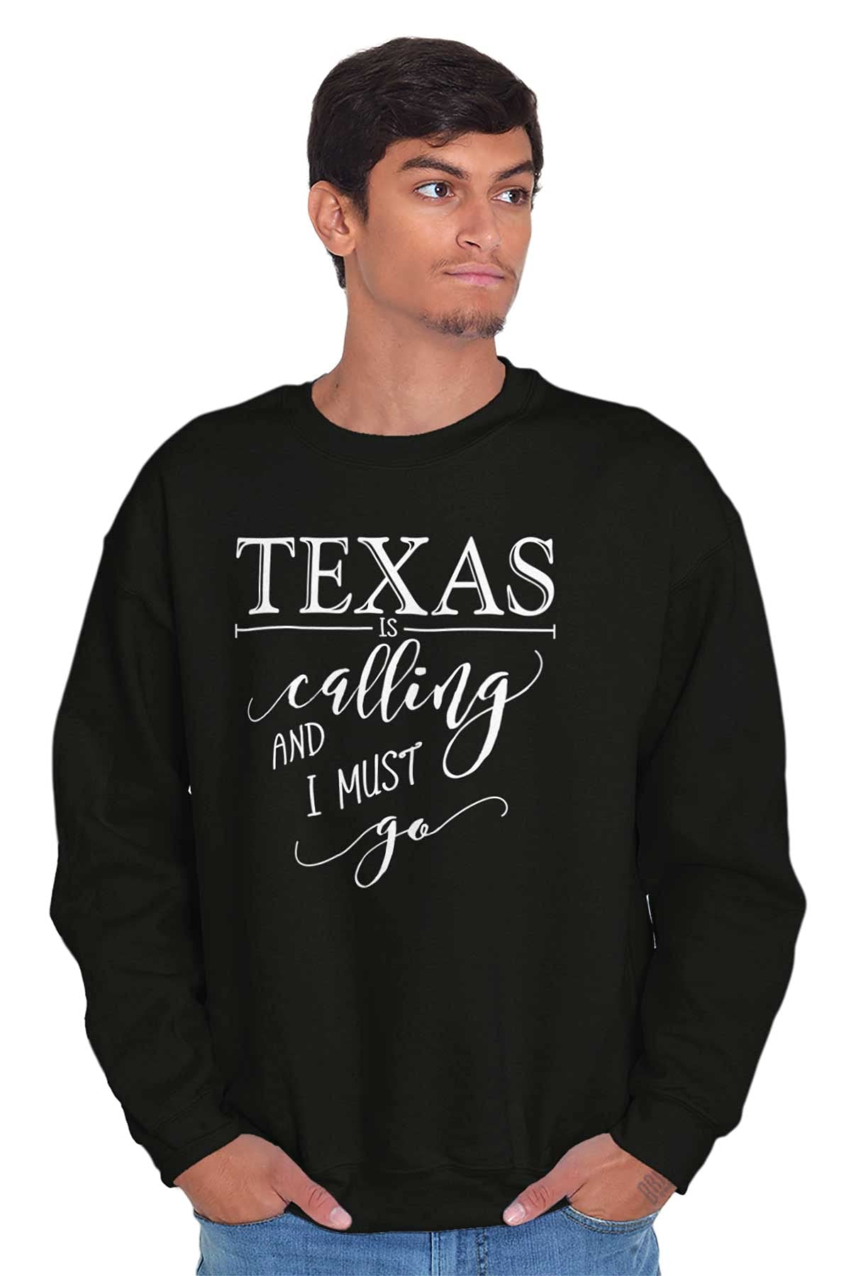 Brisco Brands Texas is Calling and I Must Go Unisex Sweatshirt - Soft Cotton Pullover Hoodie for Men & Women - Perfect for Road Trips, Camping & Casual Outings
