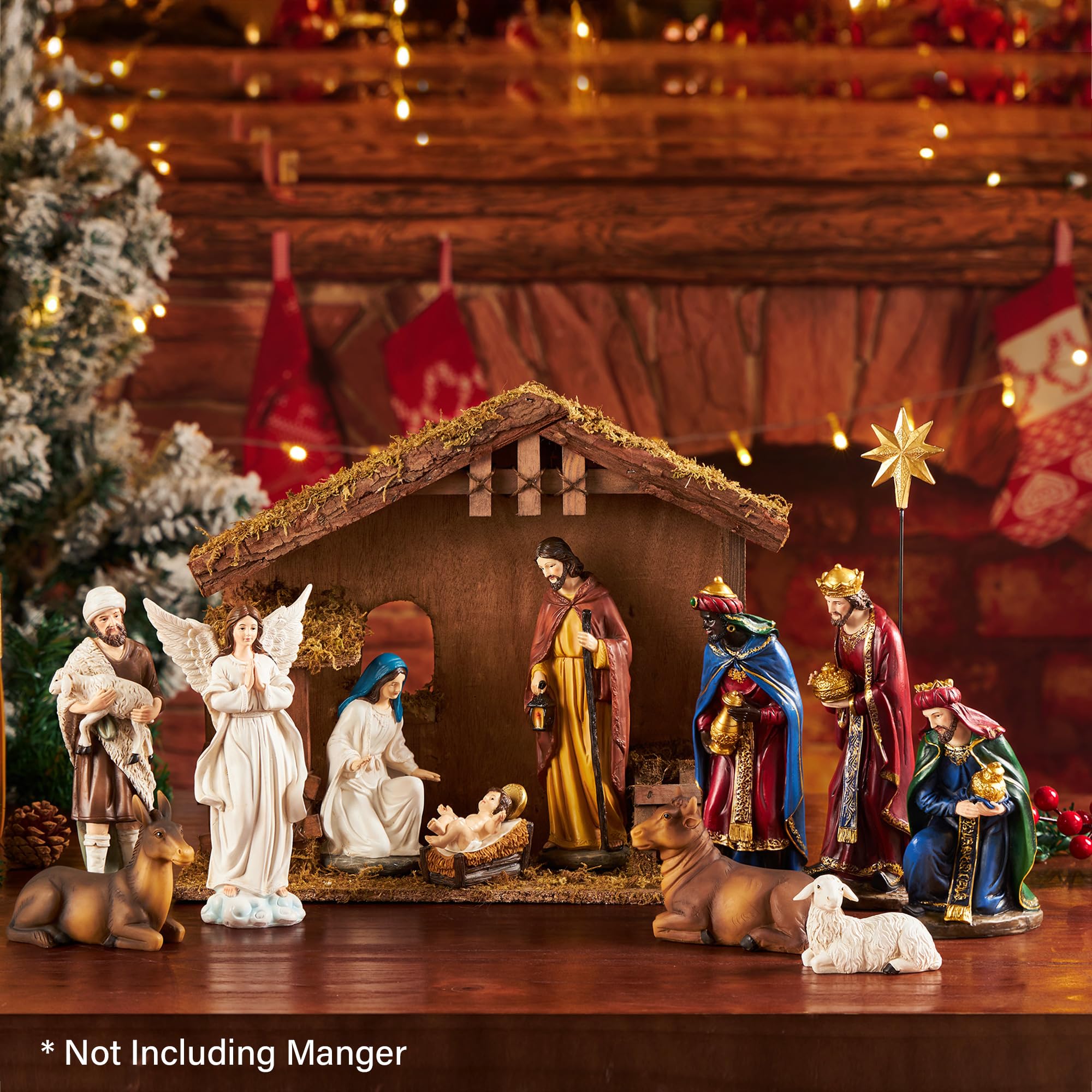 13-Piece Nativity Set for Christmas - 7.9 Inch Tabletop Nativity Scene with Resin Figurines, Religious Home Decor for Holidays | Perfect for Mantel Displays, Church Altars & Gift Giving