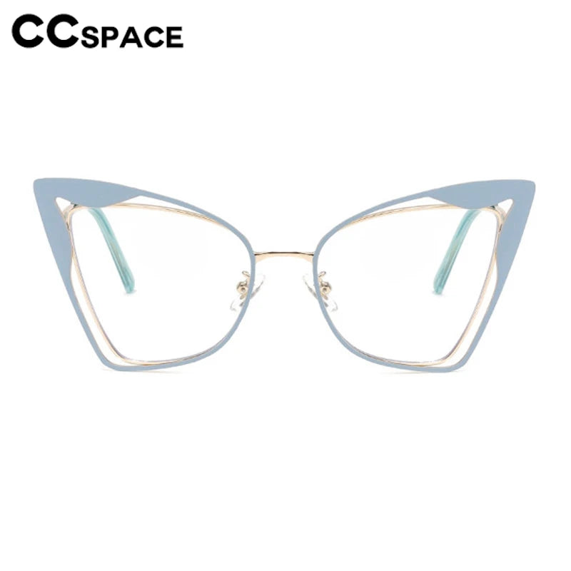 CCspace Women's Fashion Oval Butterfly Full Rim Eyeglasses Frame - Lightweight Alloy Metal Glasses for Women, Perfect for Reading, Working & Daily Wear