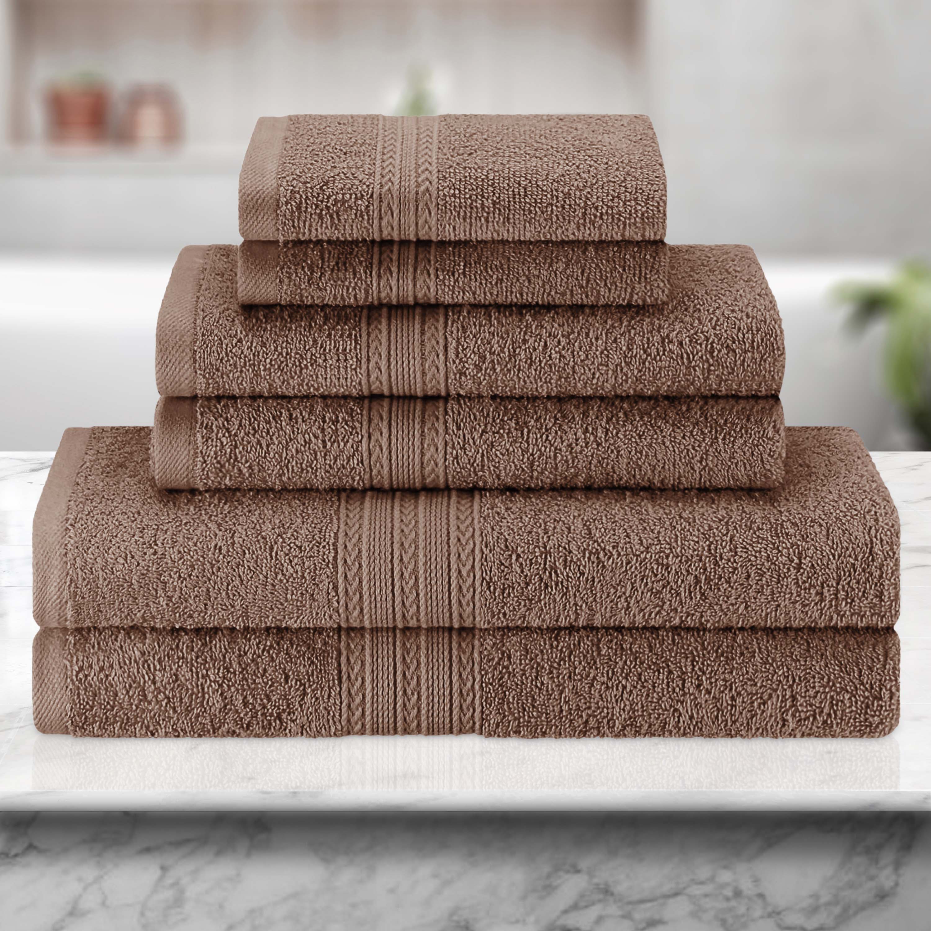 Premium 6-Piece Eco-Friendly Cotton Ring Spun Bath Towel Set - Soft, Absorbent & Sustainable for Spa, Gym, and Luxury Bathroom Use