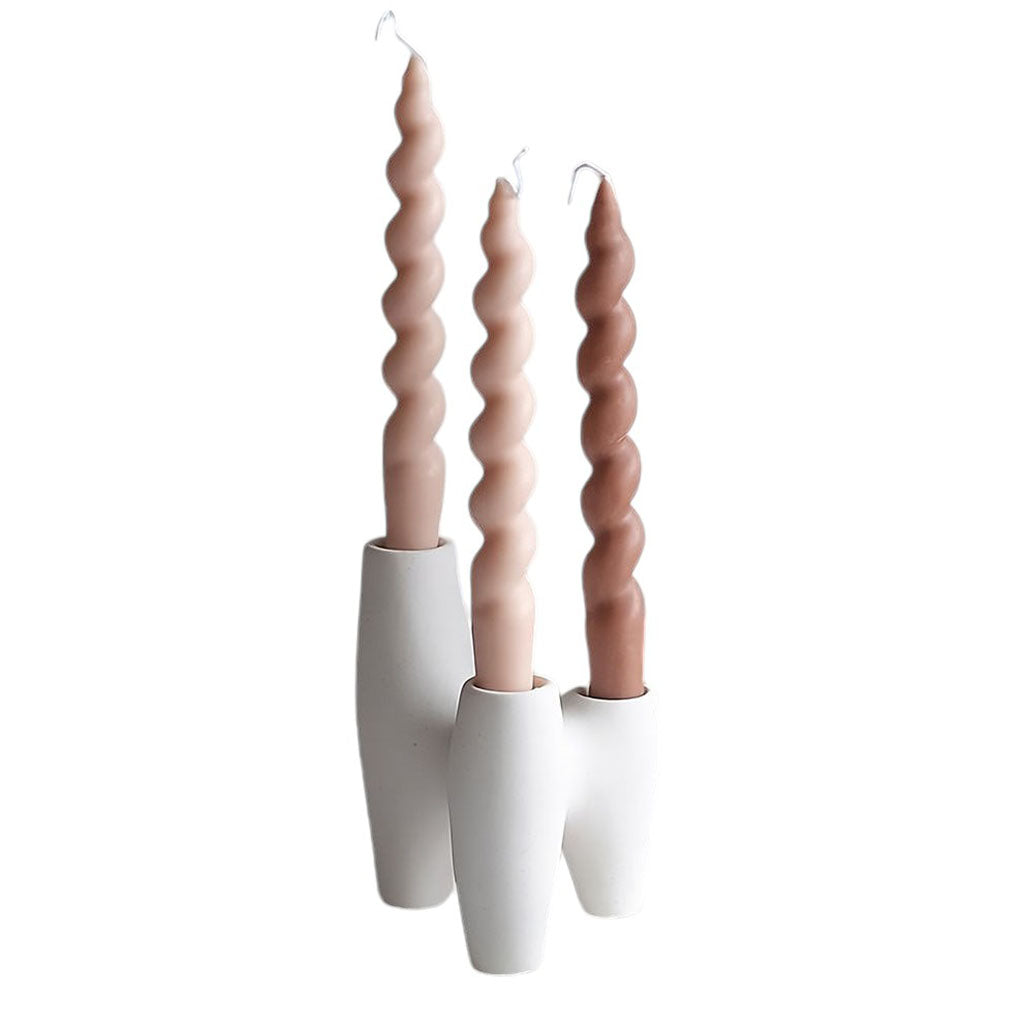 Abstract Triple Ceramic Candle Holder - Modern Home Decor for Living Room, Bedroom & Dining Table - Perfect for Aromatherapy, Romantic Dinners & Relaxation