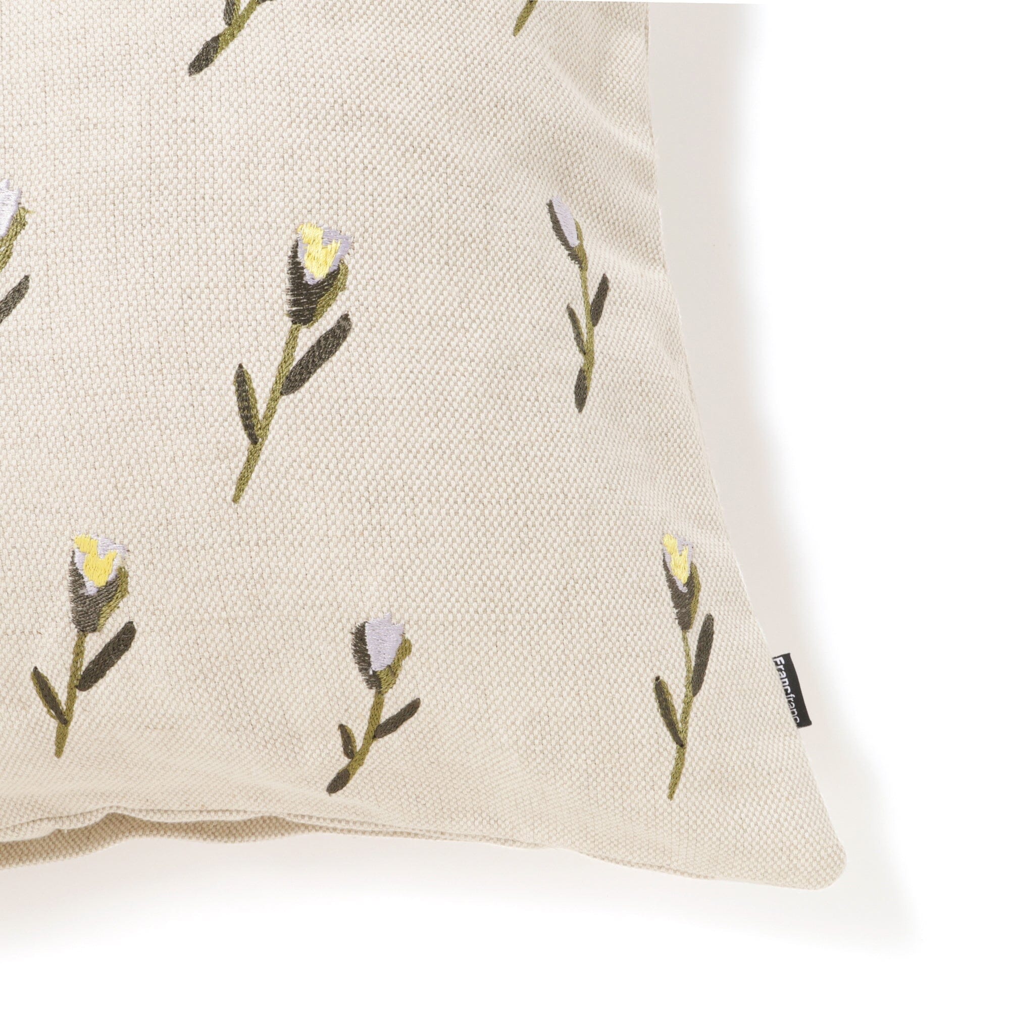 Embroidered Flower Cushion Cover 45x45cm Natural Cotton - Perfect for Sofa, Bedroom Decor and Home Styling
