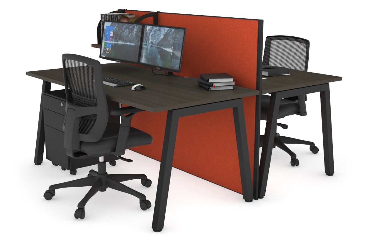 Horizon Quadro 2-Person Office Workstation Bench with A-Legs - 1200L x 800W Dimensions, Cable Management Scallop - Perfect for Shared Workspaces & Collaborative Office Environments