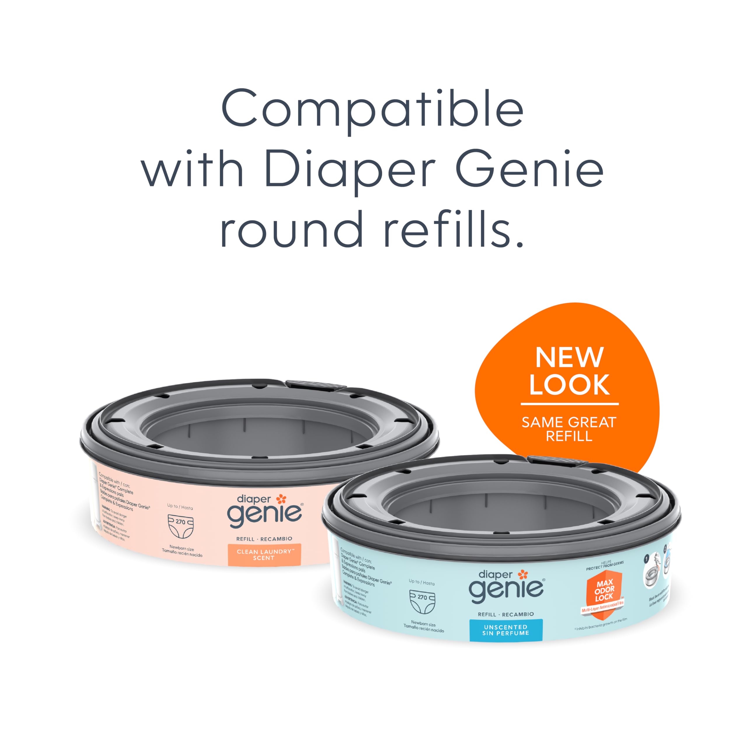 Diaper Genie Complete Diaper Pail with 8 Refill Bags & Carbon Filter - Baby Registry Gift Set | Essential Nursery Starter Kit for New Parents | Odor Control & Convenient Diaper Disposal System