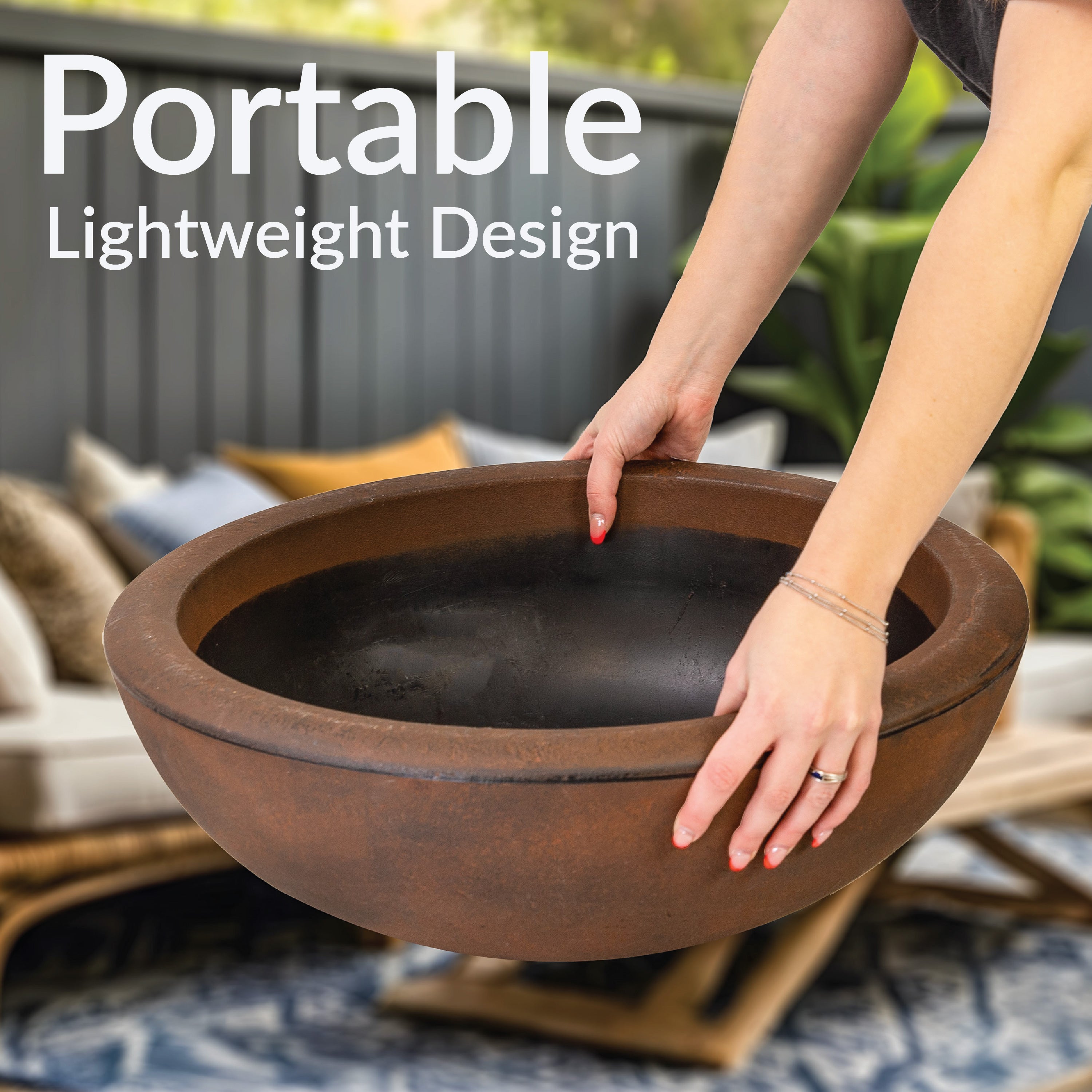 Sunnydaze Percival 20.75 Inch Polyresin Outdoor Planter Bowl - Durable Garden Decor for Patio, Porch, and Backyard Landscaping