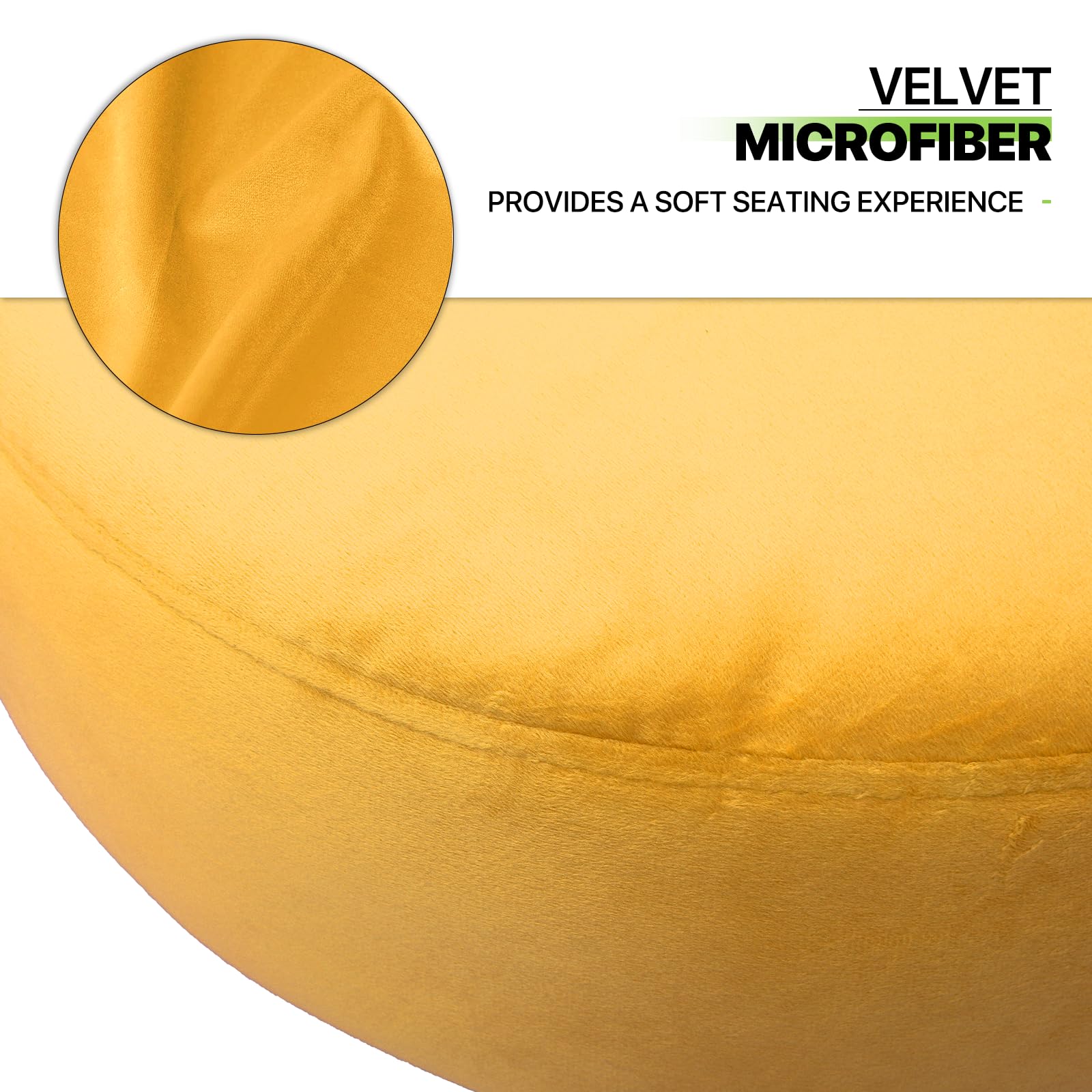 Magshion Velvet Vanity Stool - Round Ottoman Makeup Chair with Sturdy Metal Legs, Small Footstool for Dressing Room, Bedroom & Living Room Decor in Yellow | Perfect for Makeup Vanity, Reading Nook & Cozy Seating
