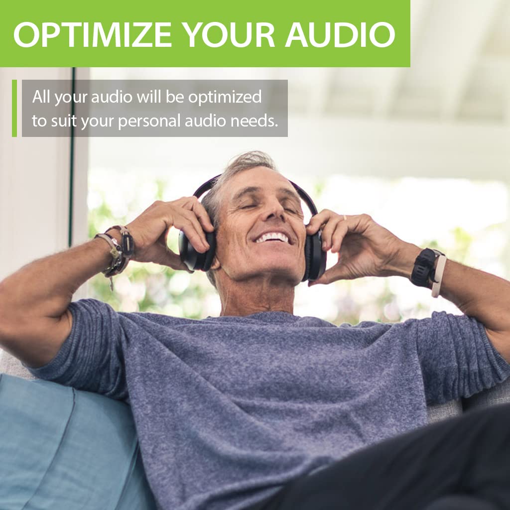 Avantree Aria Me Bluetooth Headphones for Seniors - Wireless Hearing Aid Headset with Custom Hearing Profile, Adjustable Left/Right Balance, Charging Stand Included - Perfect for TV Watching, Music & Phone Calls