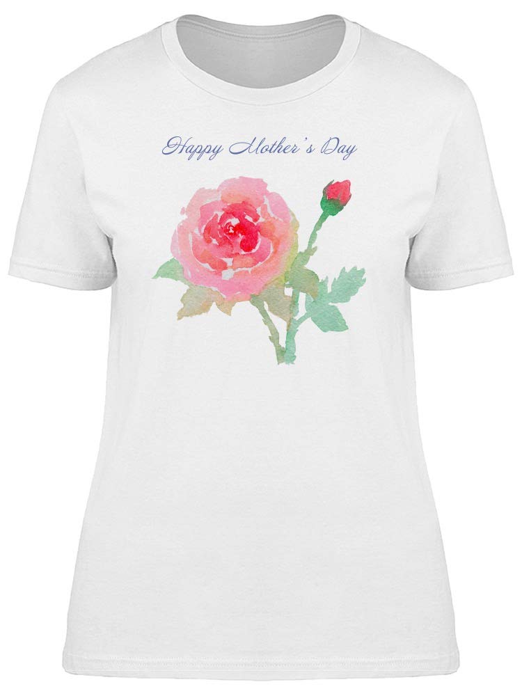 Happy Mother's Day Watercolor Rose T-Shirt for Women - Soft Cotton Casual Tee for Gifts, Family Gatherings & Special Occasions