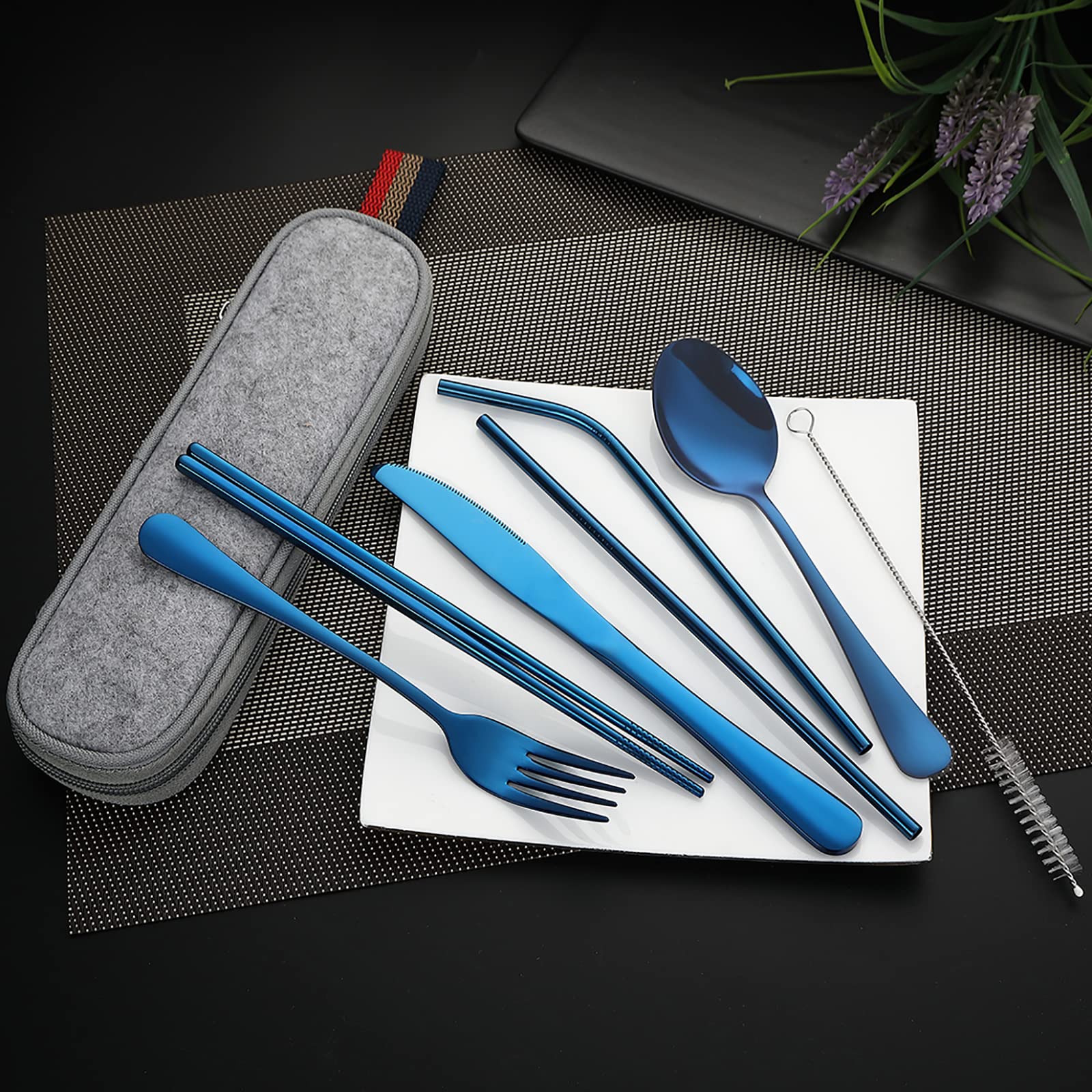 DEVICO 8-Piece Portable Cutlery Set - Stainless Steel Utensils for Travel & Camping