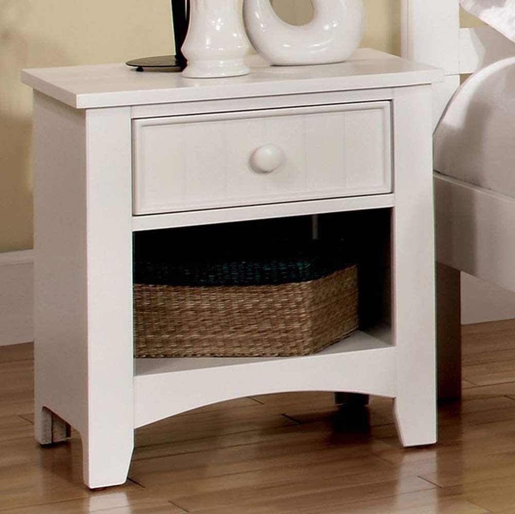 Benjara White Nightstand - Modern Bedside Table with Drawer for Bedroom, Living Room, and Guest Room - Perfect for Storage and Decor