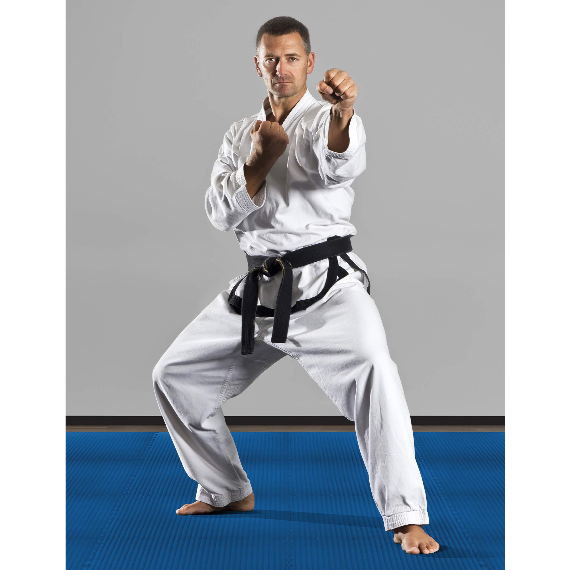 3/4 Inch Thick EVA Foam Martial Arts Exercise Mats - Interlocking Tatami Pattern Floor Tiles for Home Gym, MMA Training & Anti-Fatigue Workouts - 24