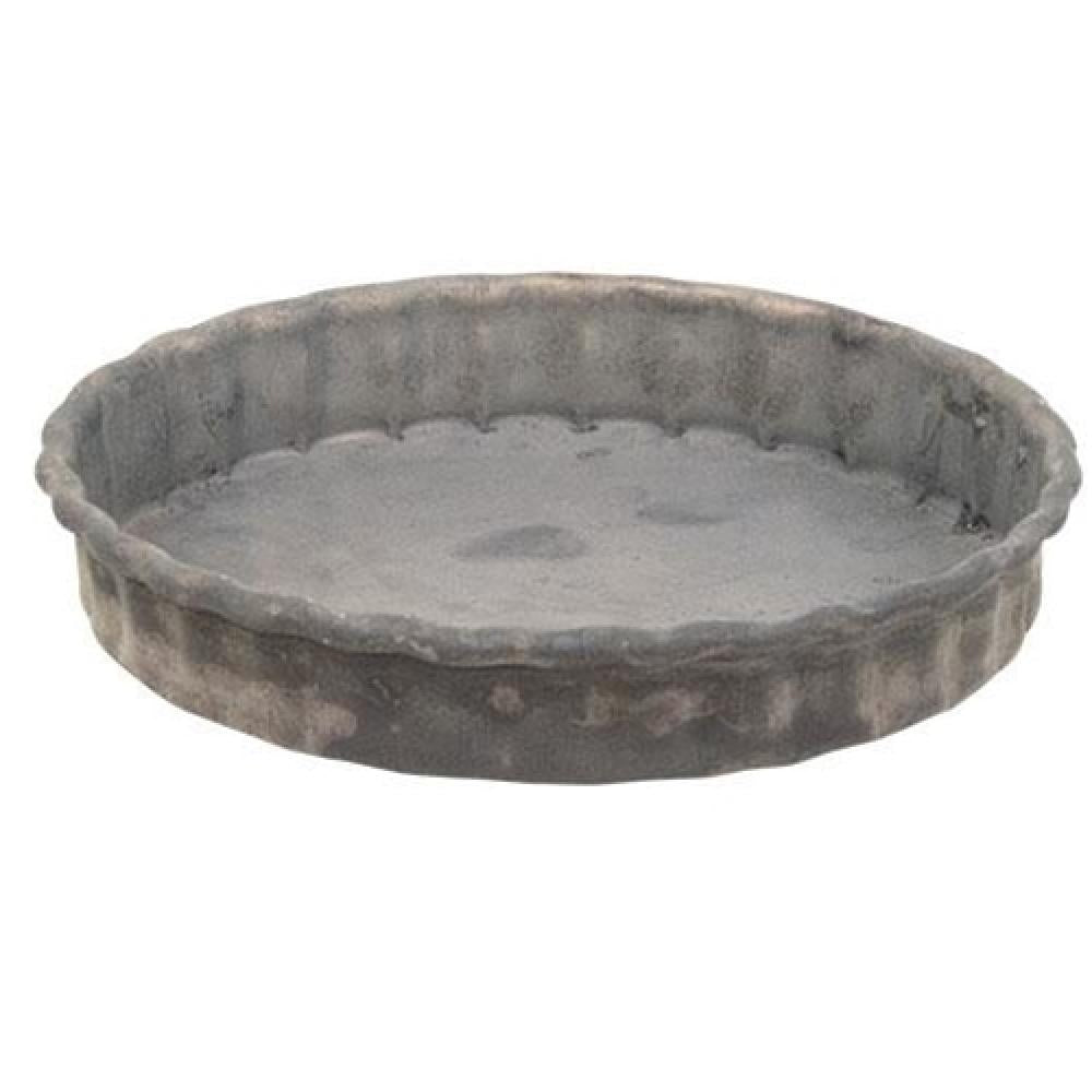 Antiqued Gray Fluted Candle Pan - Vintage Style Decorative Candle Holder for Home Decor, Wedding Centerpiece, and Tabletop Display