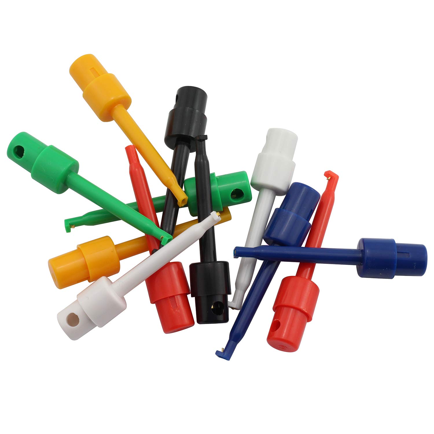 Tegg 12pcs Multicolor Test Hooks for Multimeter & Breadboard - 58mm Electrical Testing Hooks for Electronics Projects