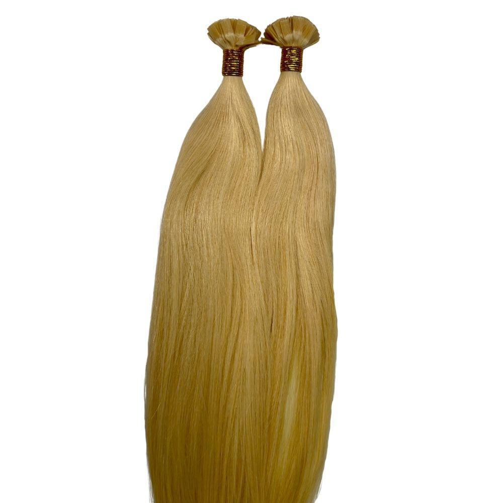 Blonde Straight Flat Tip Hair Extensions - 100% Remy Human Hair for Styling & Volume - Perfect for Parties, Weddings & Everyday Wear