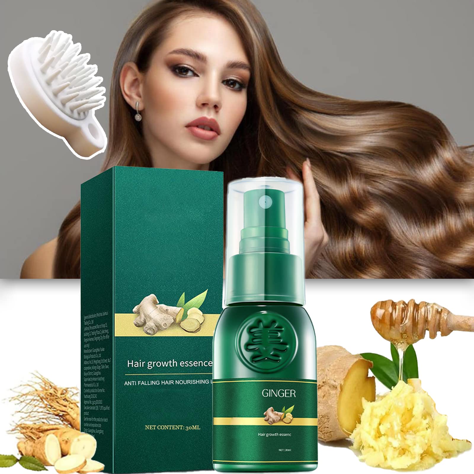 ShougaGRO Japanese Hair Growth Spray - HyunGang Korean Ginseng Hair Regrowth Serum with Botanikx Essence | 7-Day Fast Acting Ginger Treatment for Thinning Hair & Baldness | Natural Solution for Men & Women at Home or Salon Use