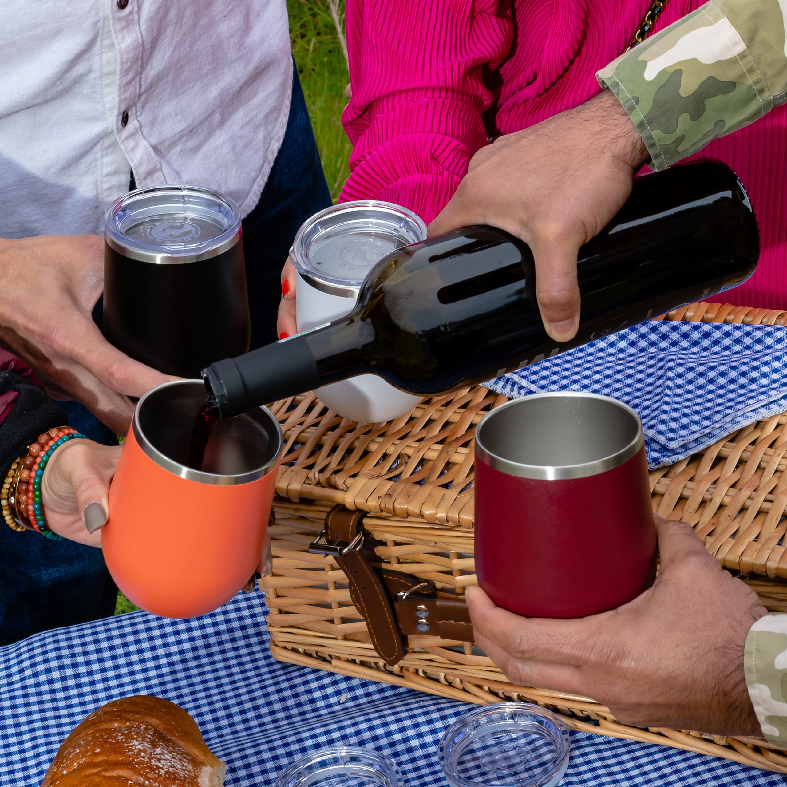 LaserGram Double Wall Stainless Steel Wine Tumbler with Personalized Engraving - Insulated 16oz Cup for Red/White Wine, Cocktails & Iced Beverages - Perfect for Outdoor Parties, Picnics & Home Entertaining (Armadillo Design)
