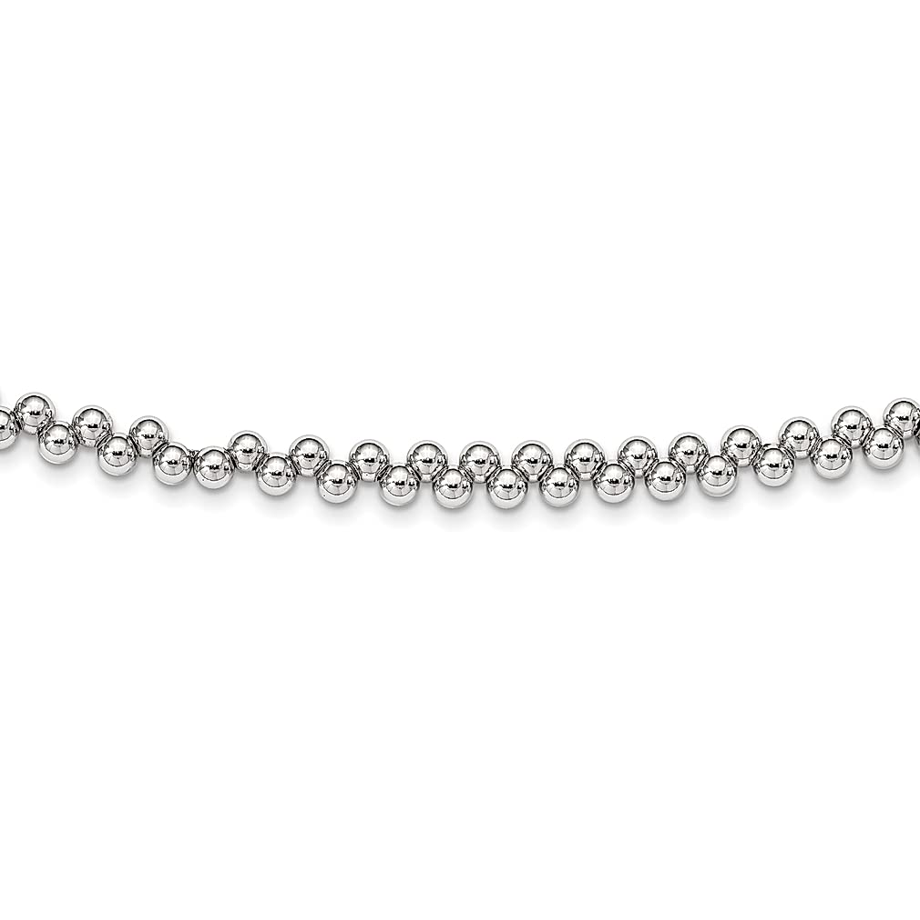 925 Sterling Silver Offset Beads 6 Inch Extension Choker Chain Necklace with Pendant Charm - Elegant Collar Wire Fine Jewelry for Women, Perfect Gift for Her - Ideal for Parties, Weddings, and Everyday Wear