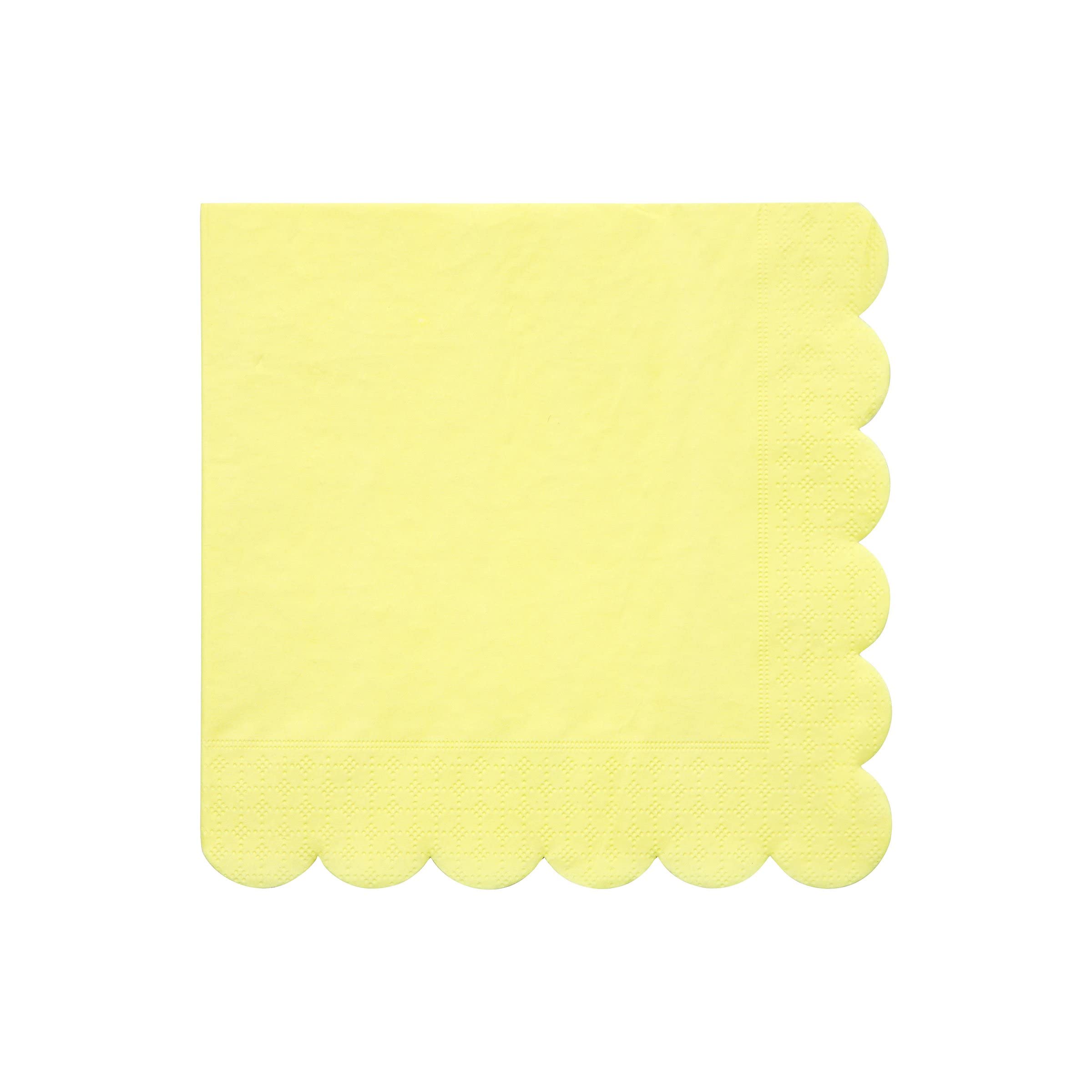 Meri Meri Pale Yellow Large Napkins - Premium 100% Cotton Dinner Napkins for Weddings, Parties & Special Occasions