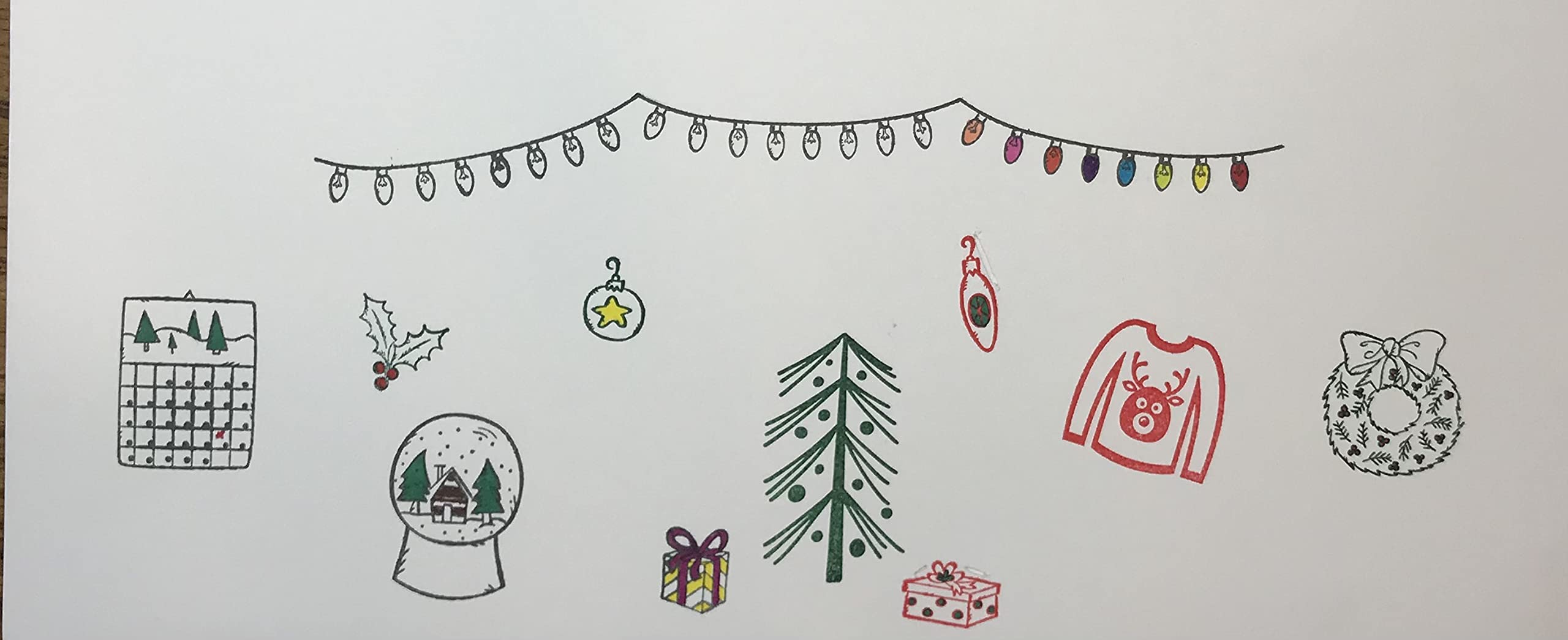 Christmas Rubber Stamp Set with 10 Holiday Designs - DIY Christmas Card Making, Gift Wrapping & Scrapbooking Supplies for Festive Crafts