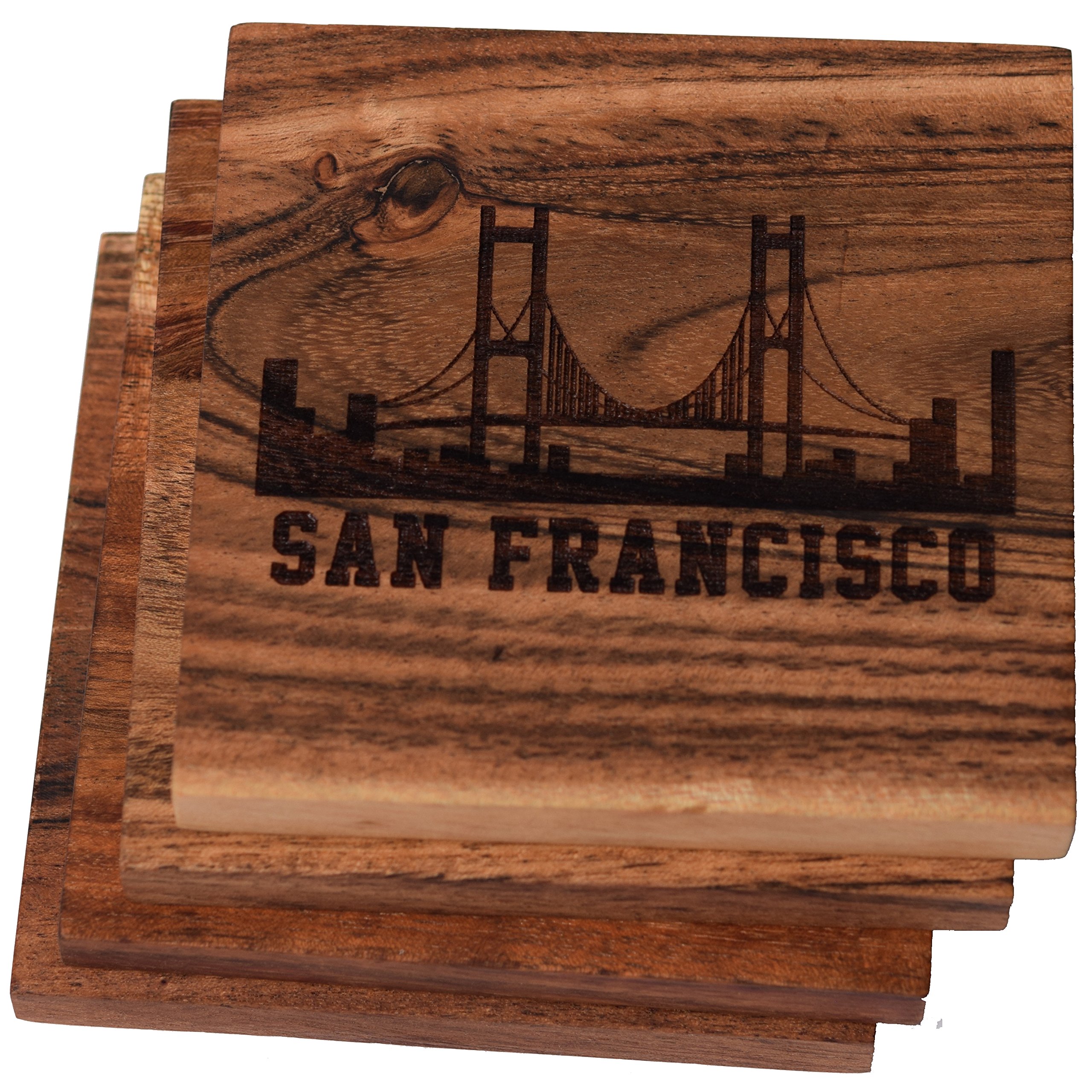San Francisco Golden Gate Bridge Drink Coasters Set of 4 - Premium Absorbent Cork Coasters with SF Landmark Design - Perfect California Souvenirs & Gifts for Home, Office, or Bar Decor